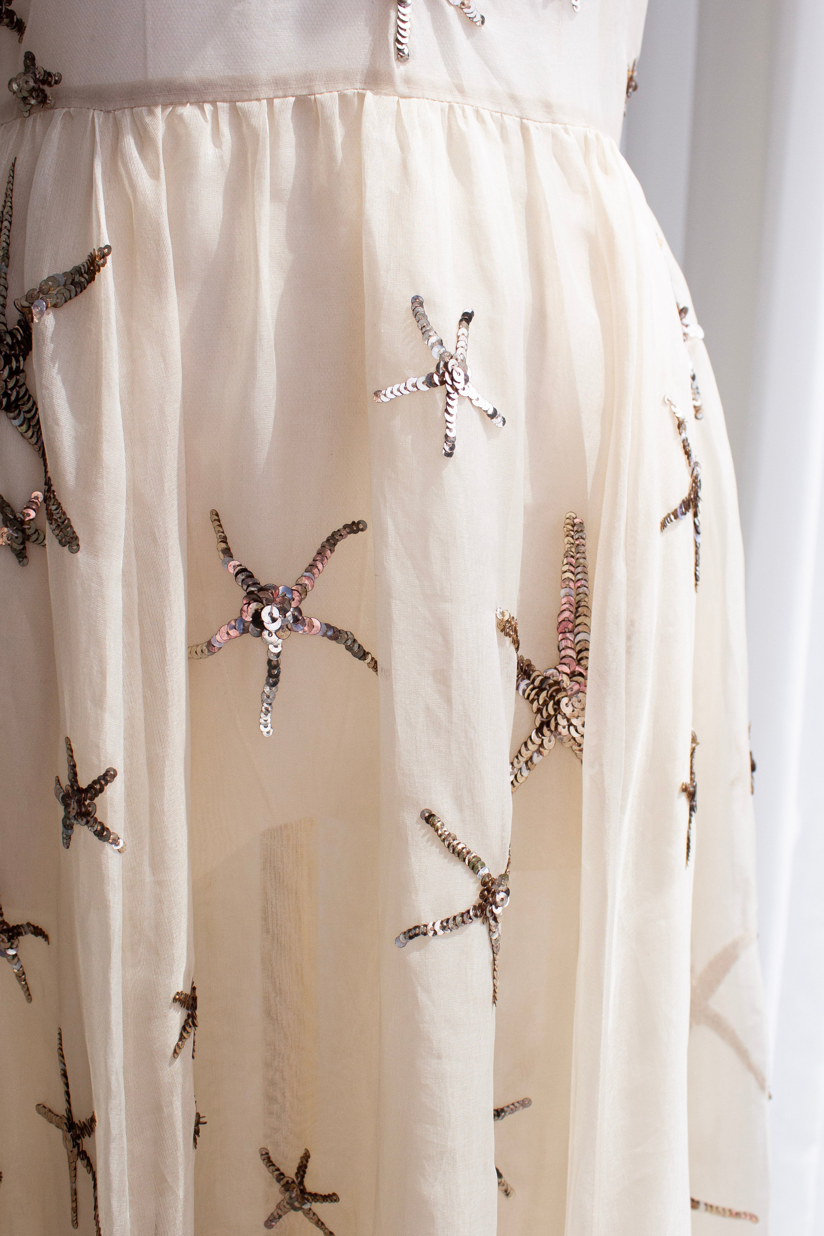 Valentino S/S 2015 Starfish Silk Organza Sequin Embellished Gown