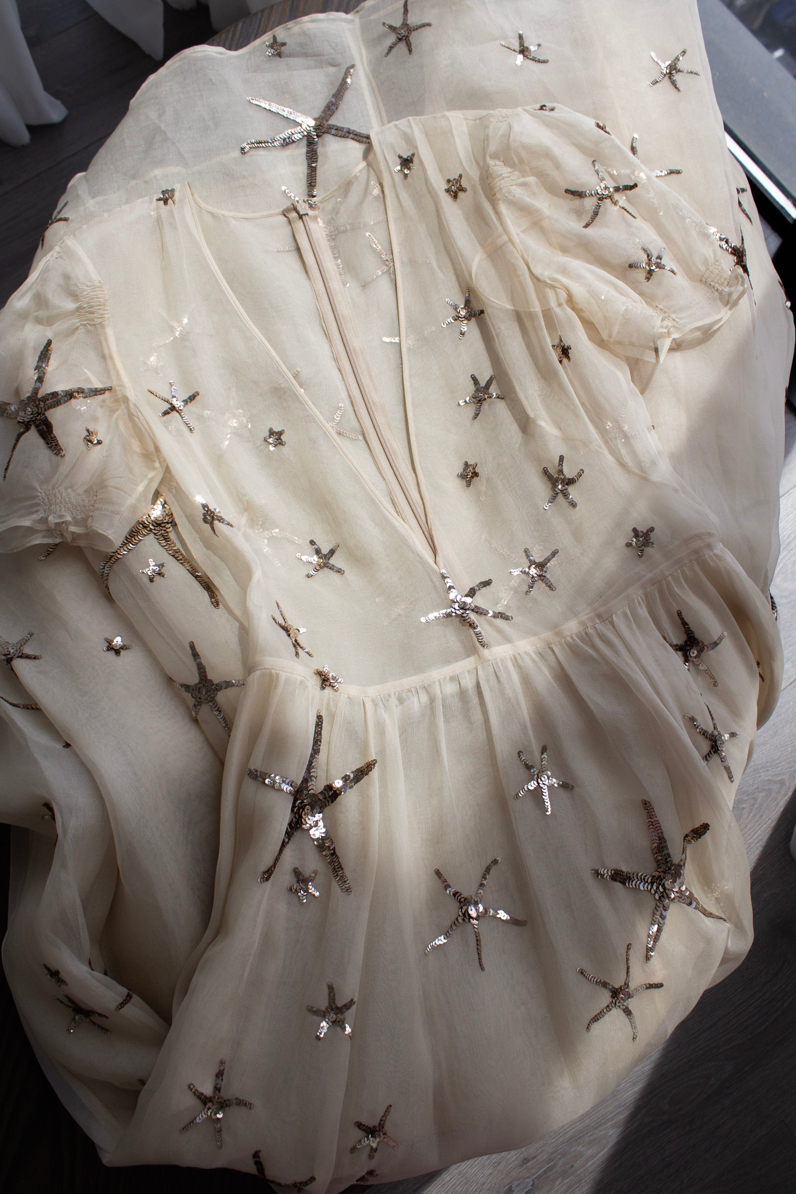 Valentino S/S 2015 Starfish Silk Organza Sequin Embellished Gown