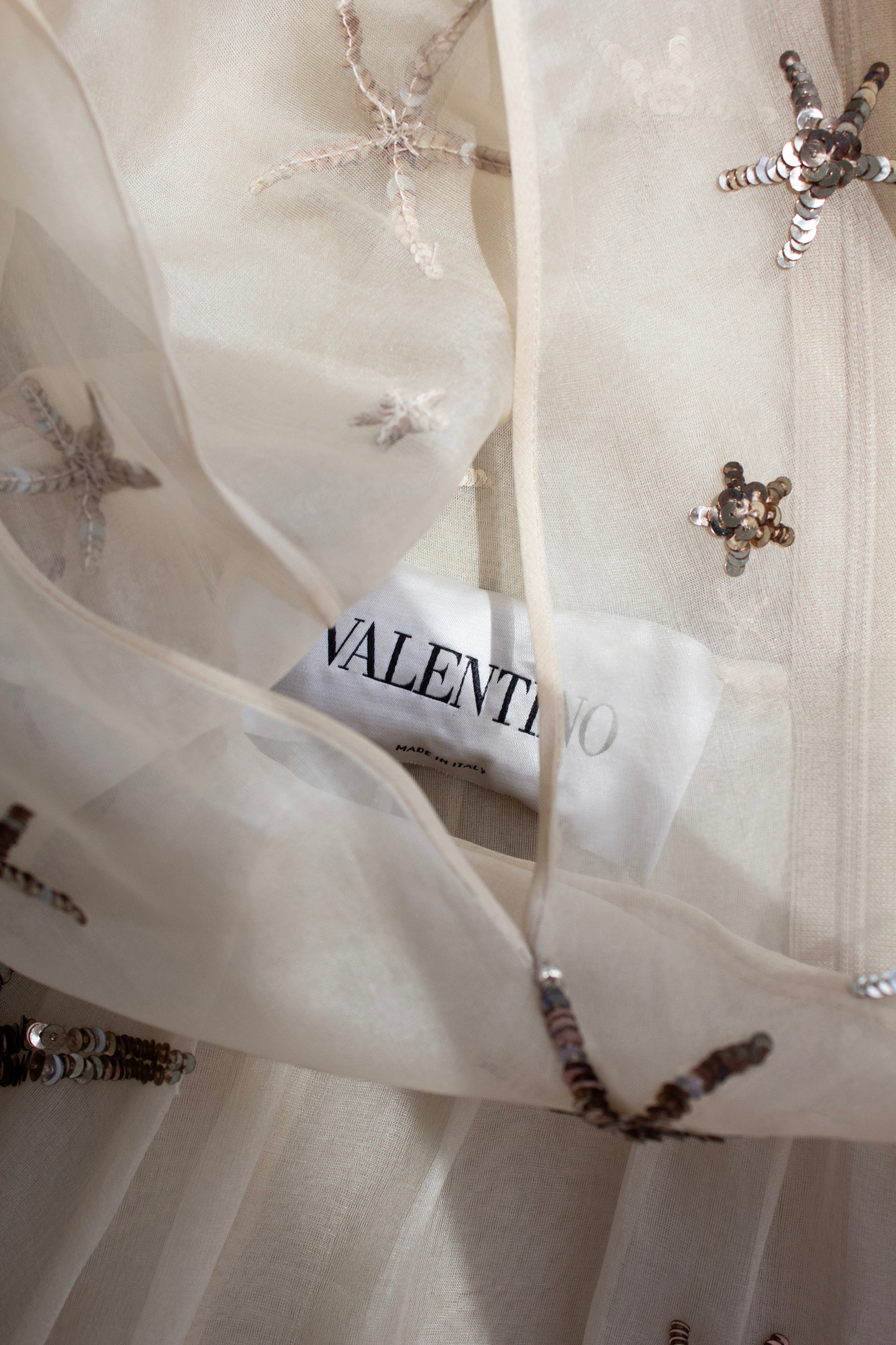 Valentino S/S 2015 Starfish Silk Organza Sequin Embellished Gown