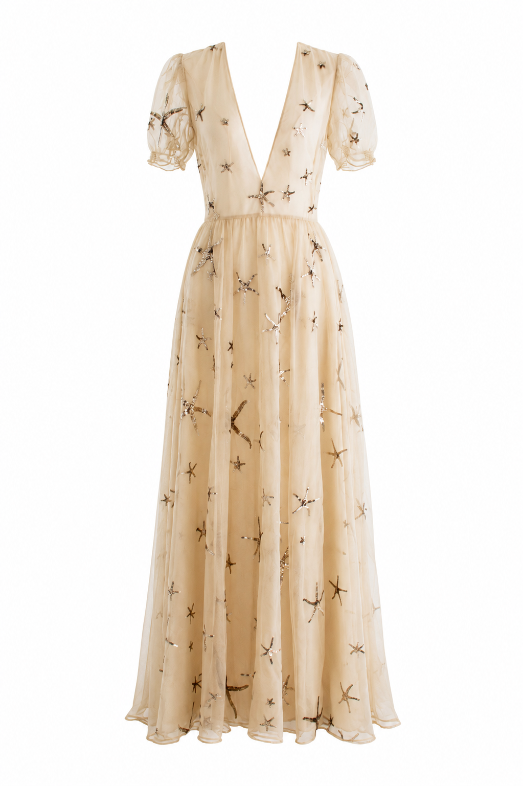 Valentino S/S 2015 Starfish Silk Organza Sequin Embellished Gown