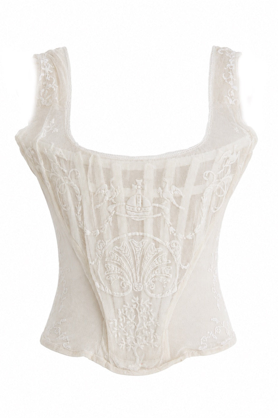 Vivienne Westwood S/S 1992 Salon White Boulle Mesh Tulle Corset