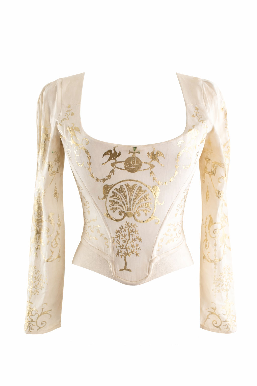 Vivienne Westwood Vintage F/W 1991 Dressing Up White Gold Satin Boulle Corset Top