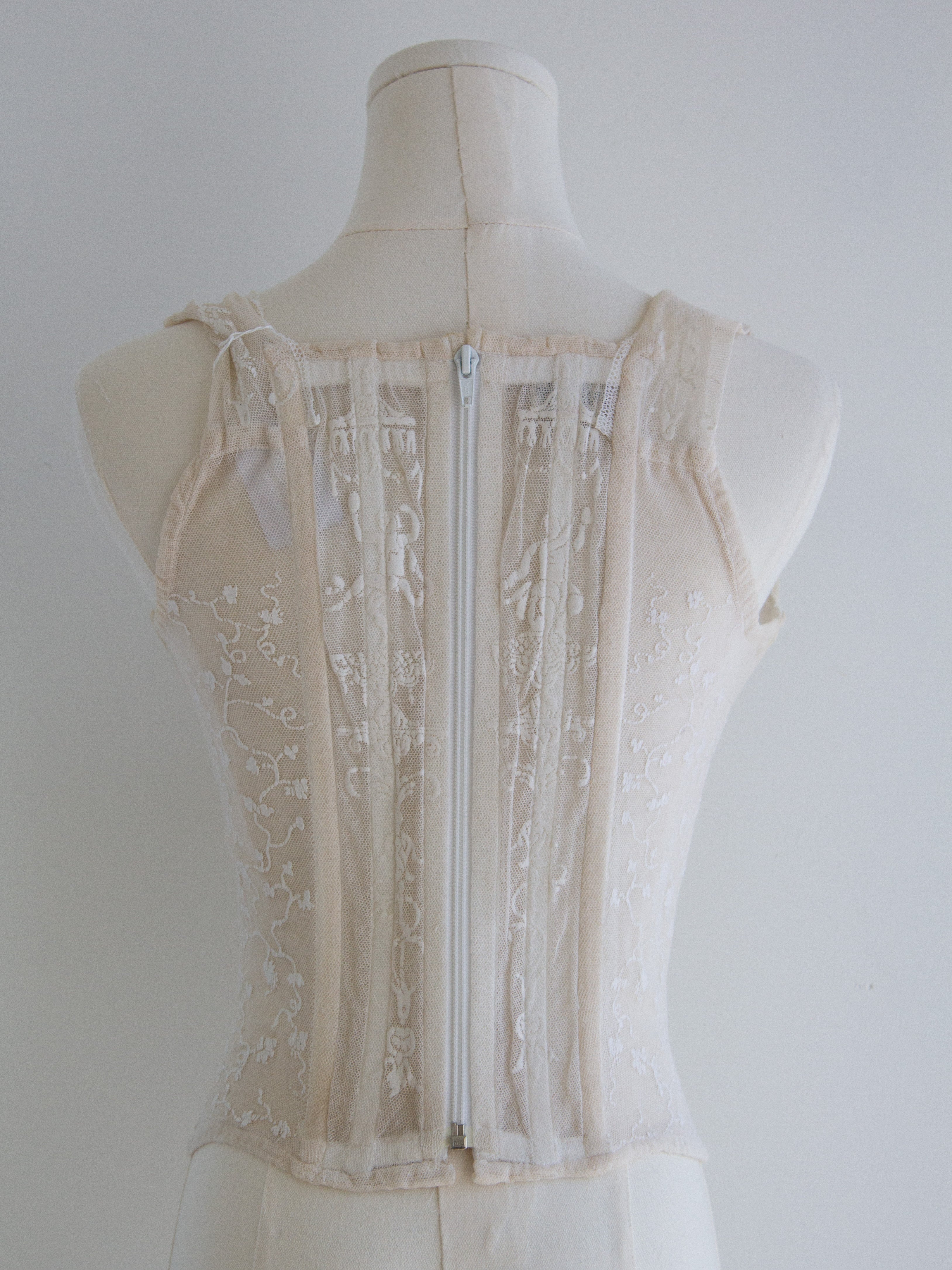Vivienne Westwood S/S 1992 Salon White Boulle Mesh Tulle Corset