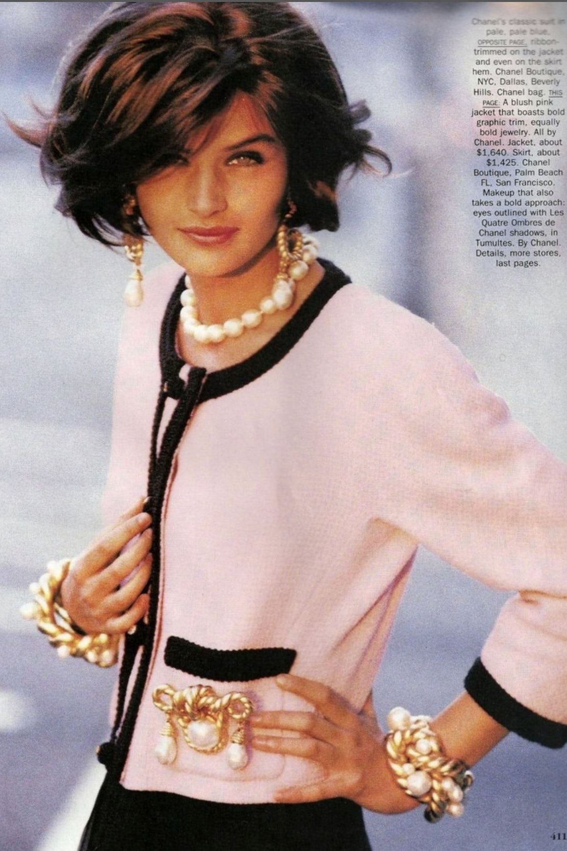 Chanel Vintage S/S 1990 Pink Black CC Tweed Jacket