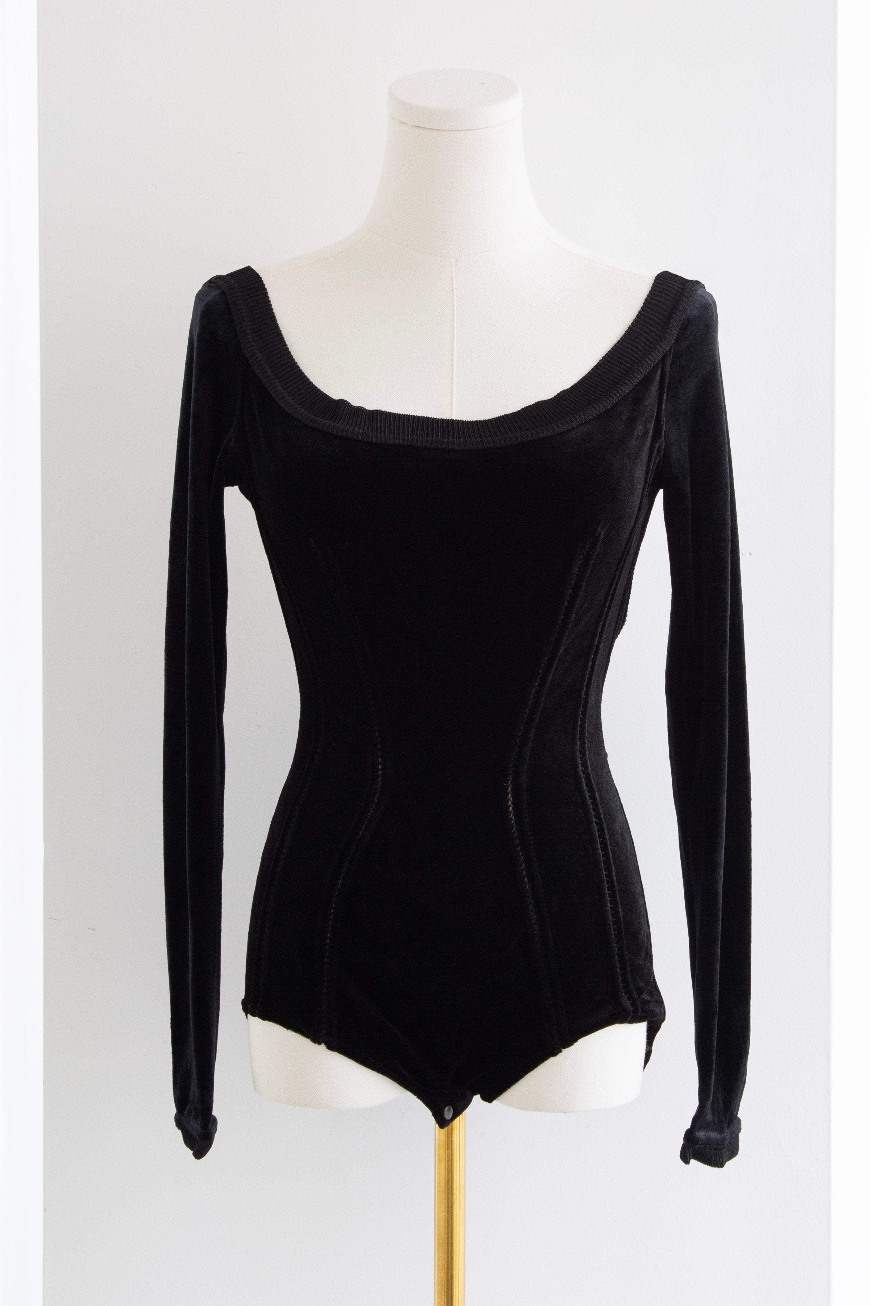 Alaïa Vintage Fall/Winter 1988 Black Velvet Bodysuit