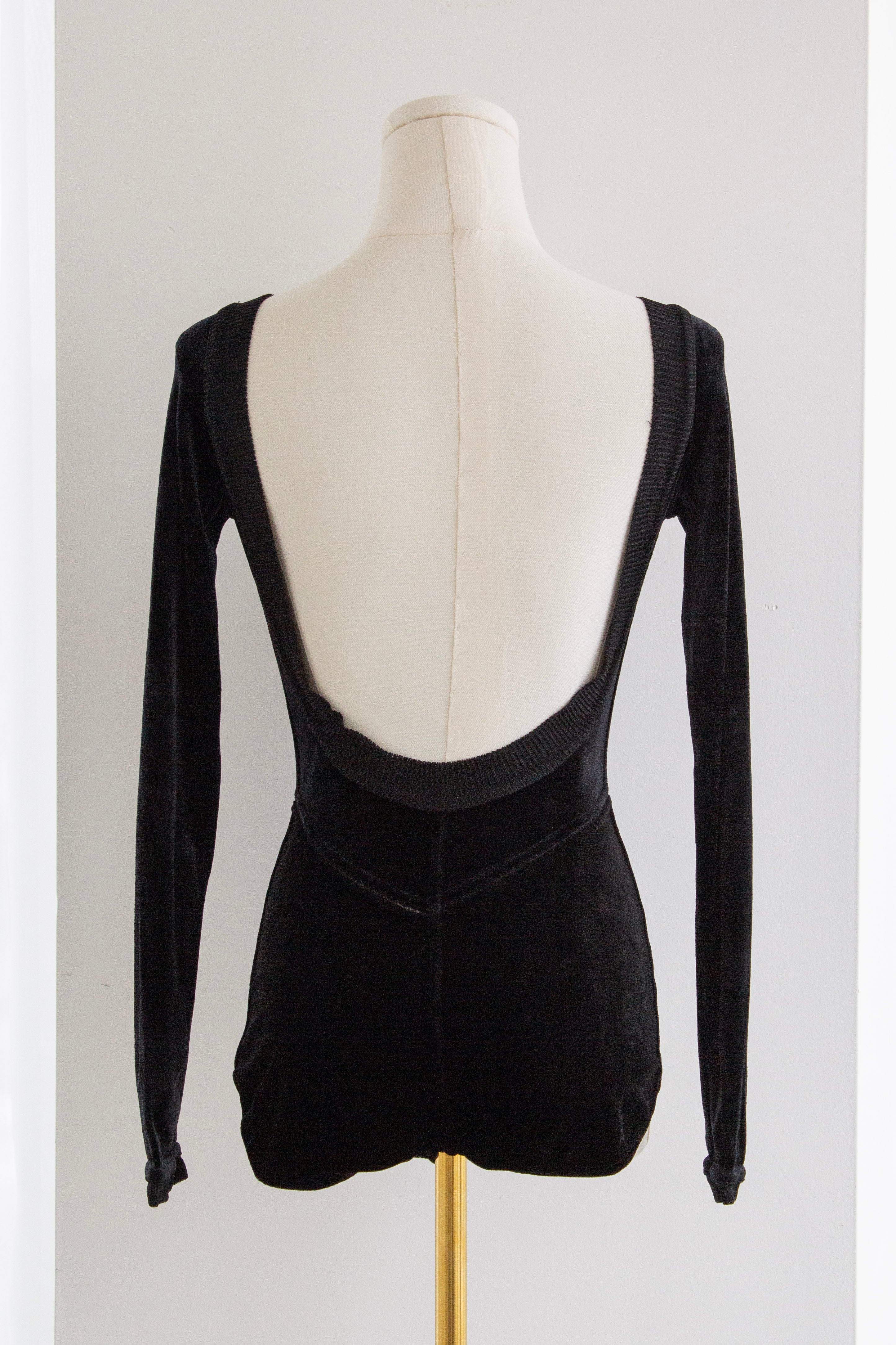 Alaïa Vintage Fall/Winter 1988 Black Velvet Bodysuit