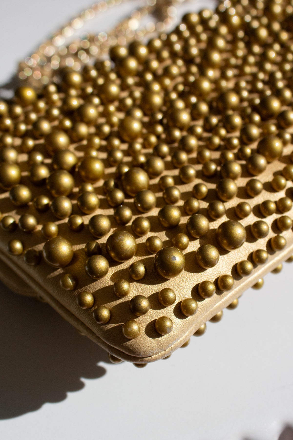 Chanel Cruise 2015 Dubai Gold Pearl-Embellished Lambskin Mini Flap Bag