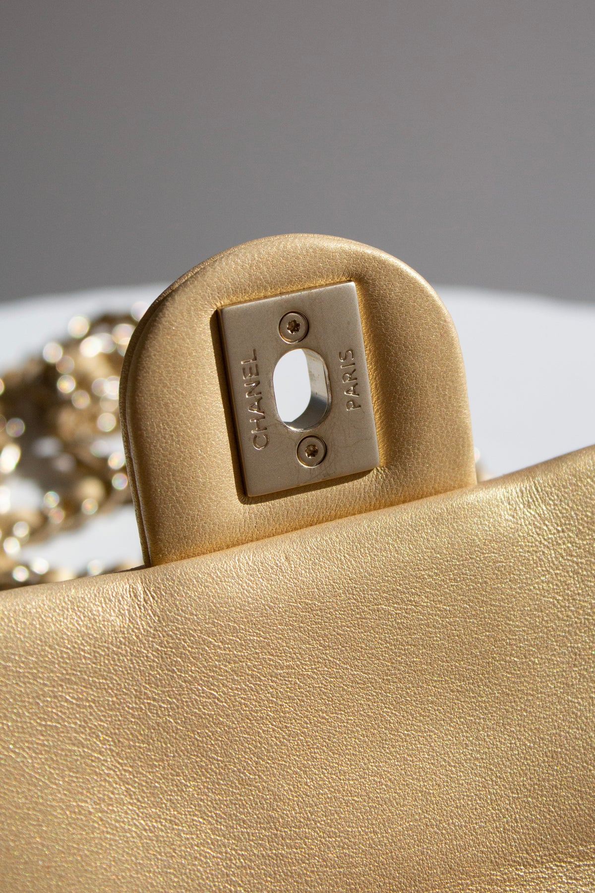 Chanel Cruise 2015 Dubai Gold Pearl-Embellished Lambskin Mini Flap Bag