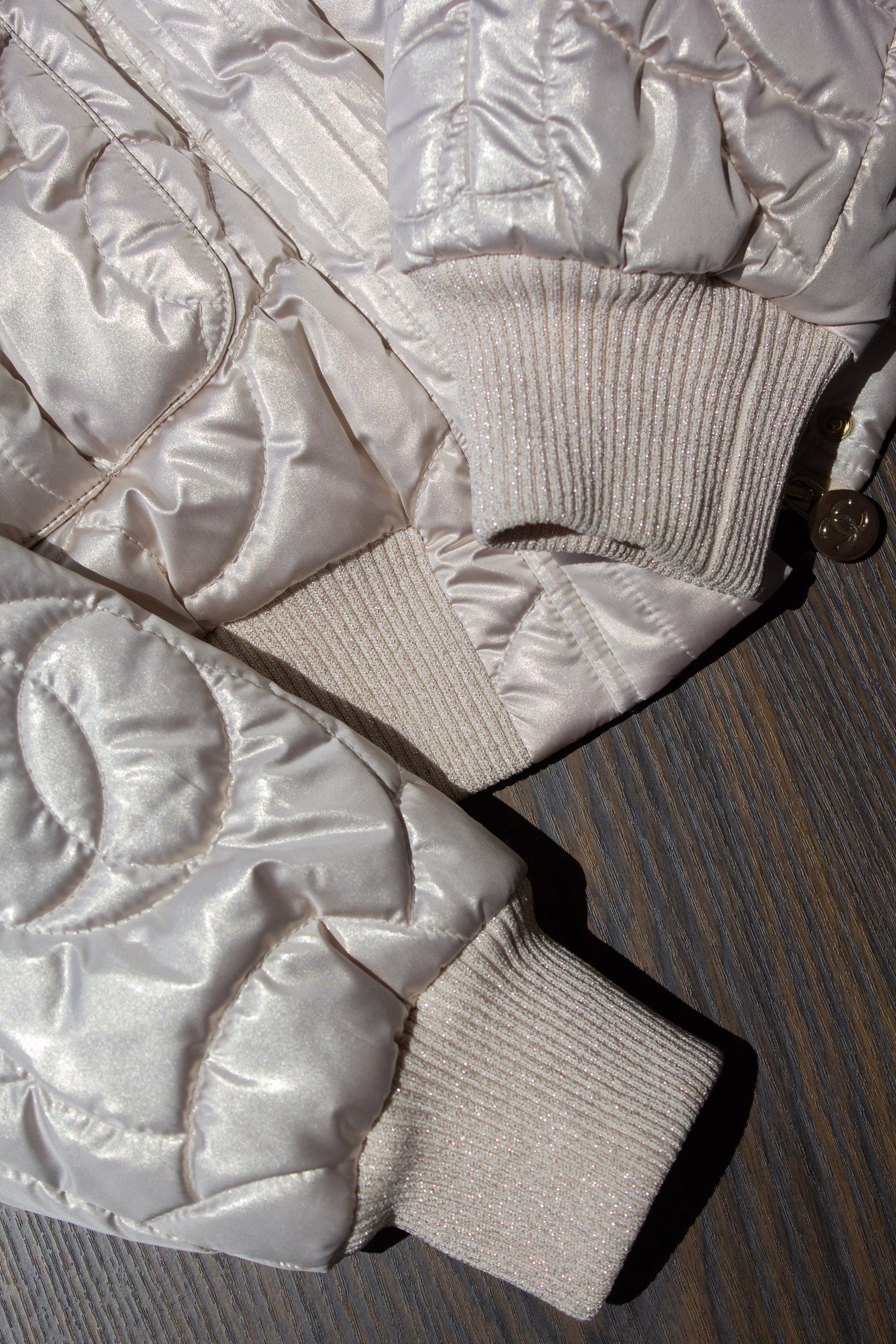 Chanel Coco Neige 2018 Iridescent Gold Camellia 18B Puffer Down Jacket