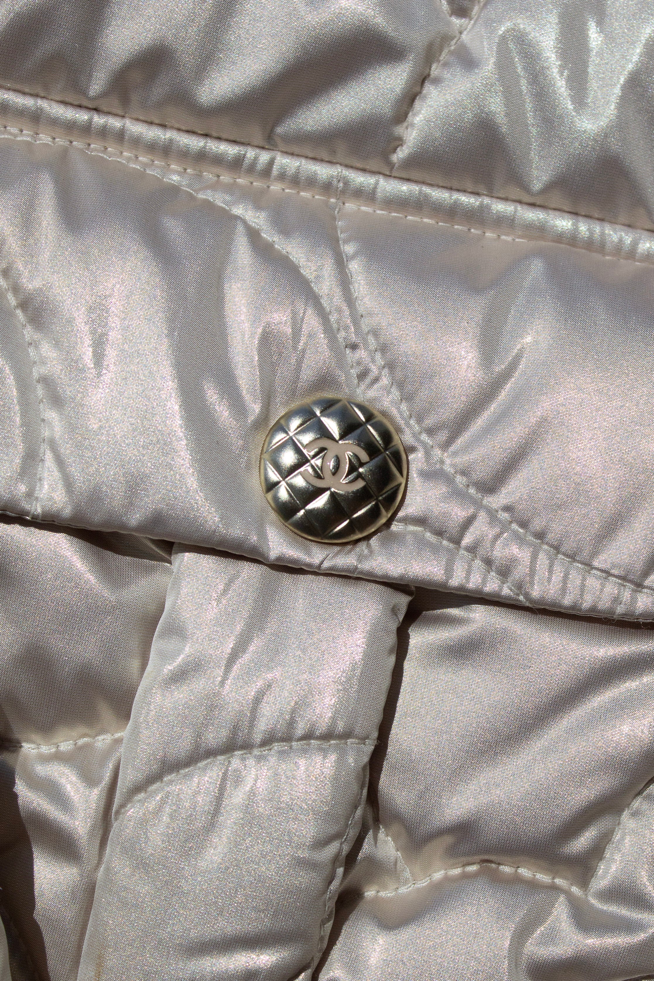 Chanel Coco Neige 2018 Iridescent Gold Camellia 18B Puffer Down Jacket