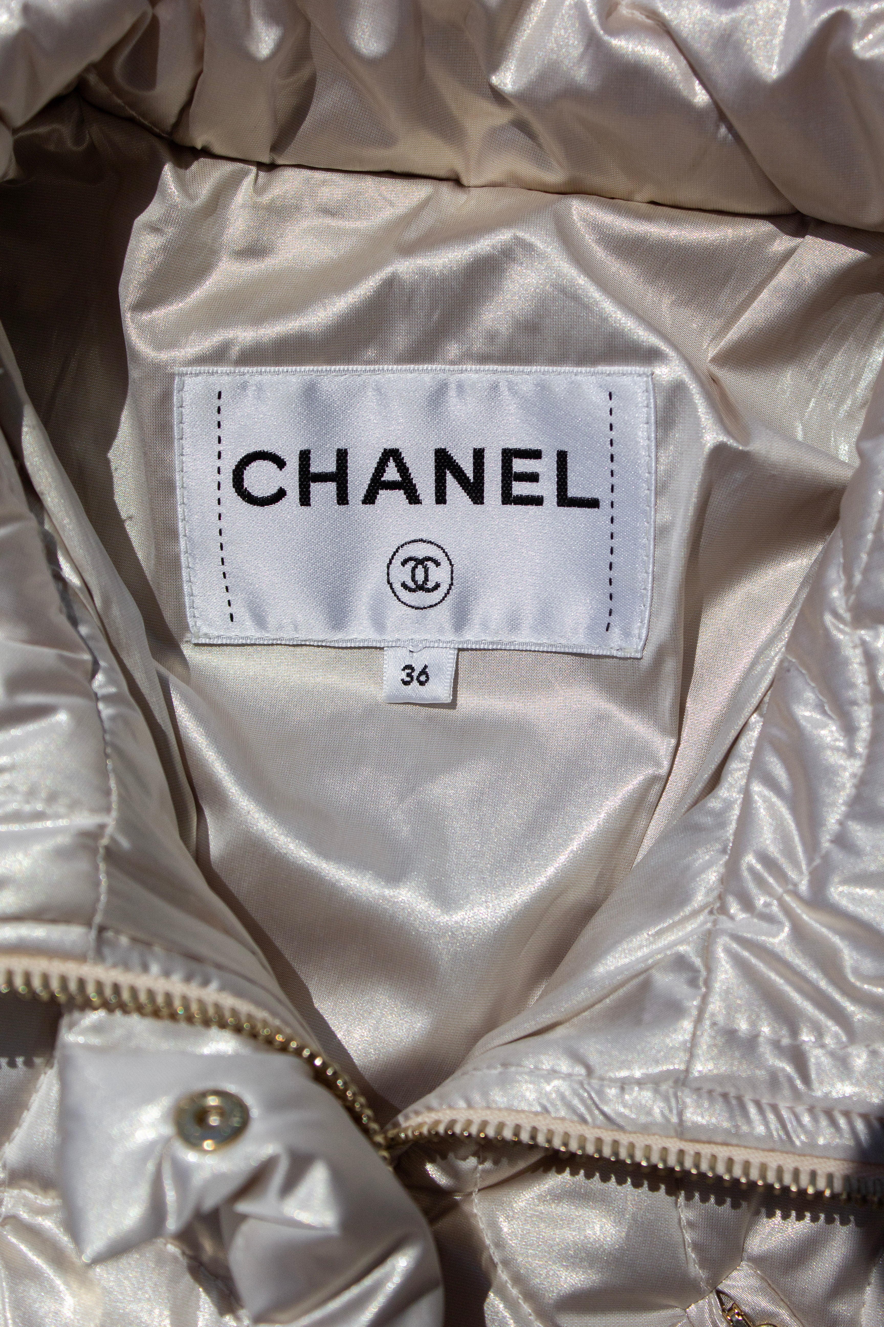 Chanel Coco Neige 2018 Iridescent Gold Camellia 18B Puffer Down Jacket
