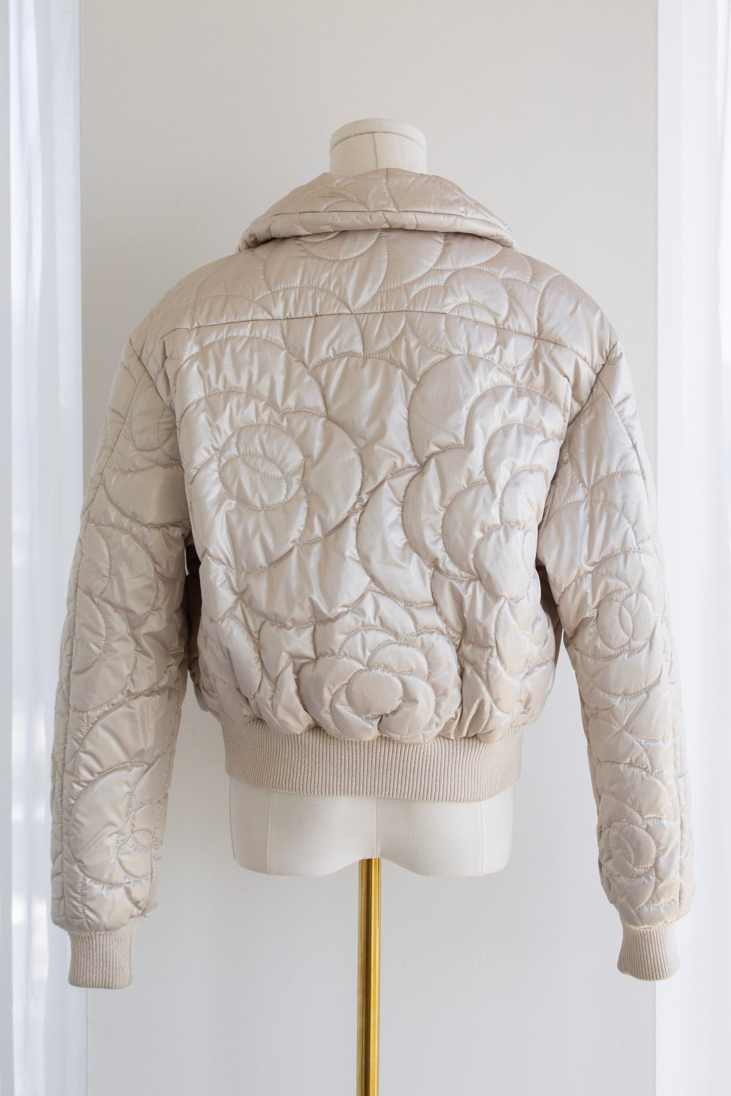 Chanel Coco Neige 2018 Iridescent Gold Camellia 18B Puffer Down Jacket
