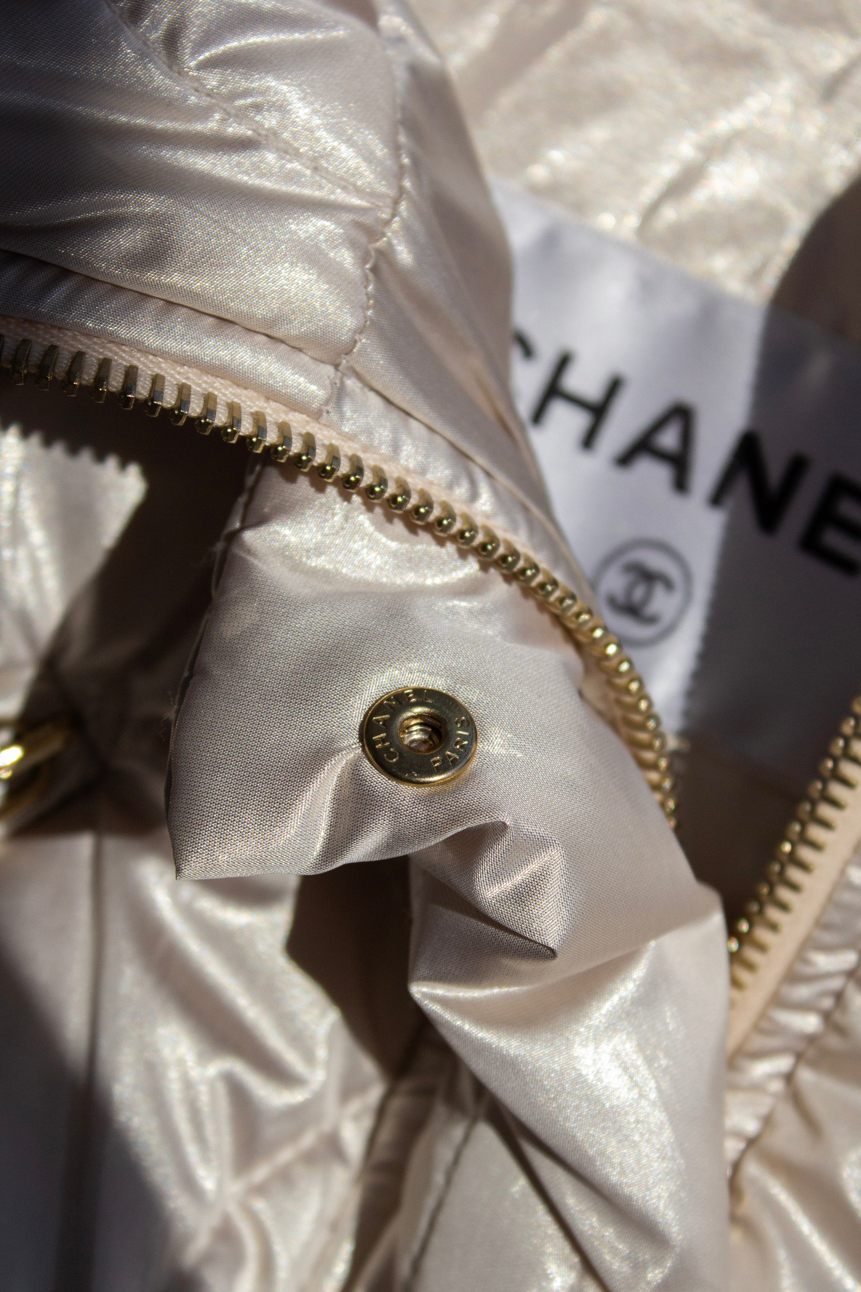 Chanel Coco Neige 2018 Iridescent Gold Camellia 18B Puffer Down Jacket