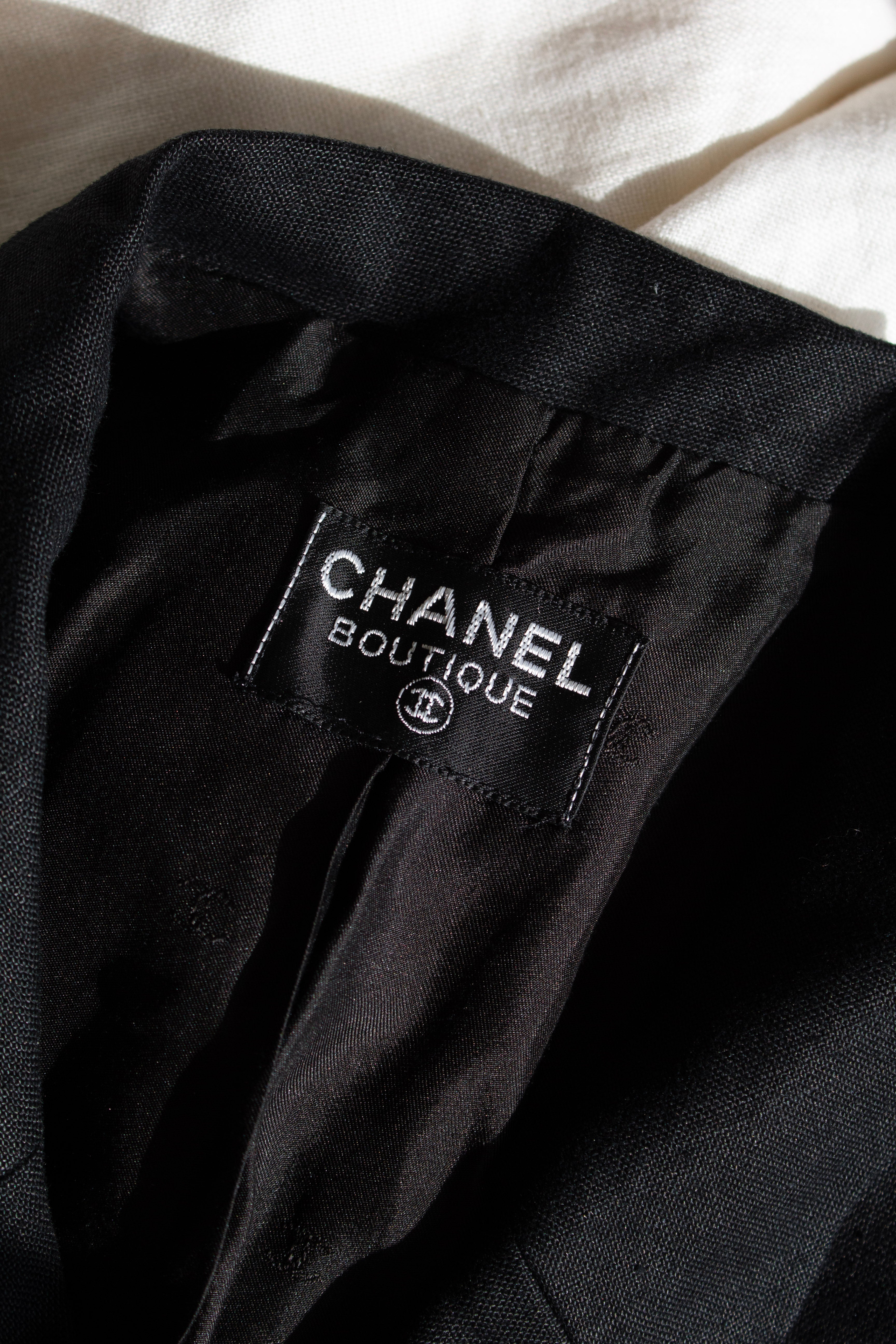 Chanel Vintage S/S 1995 Barbie Black White CC Belt Linen Jumpsuit 95P