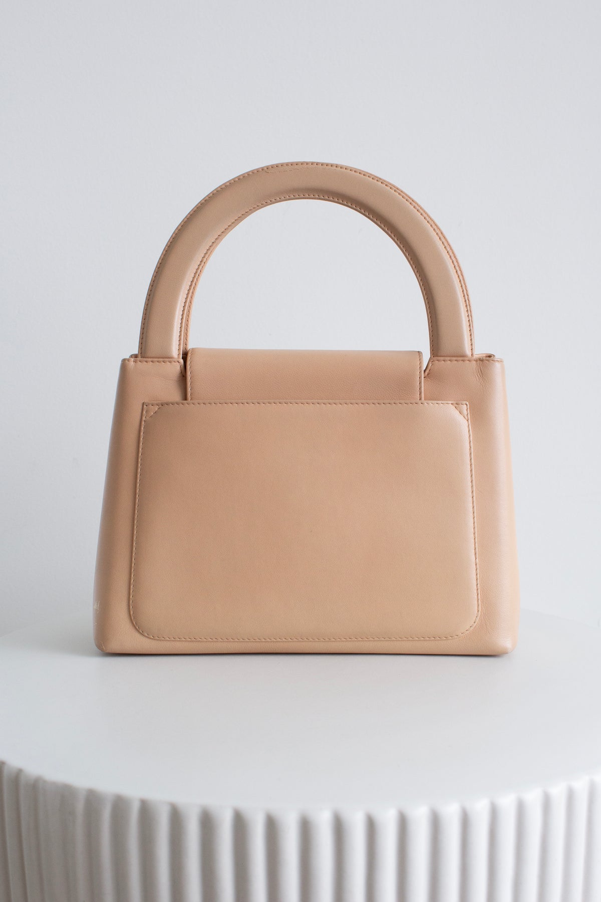 Chanel Vintage 1998 Kelly Pink Nude Lambskin 24K Gold Top Handle Bag