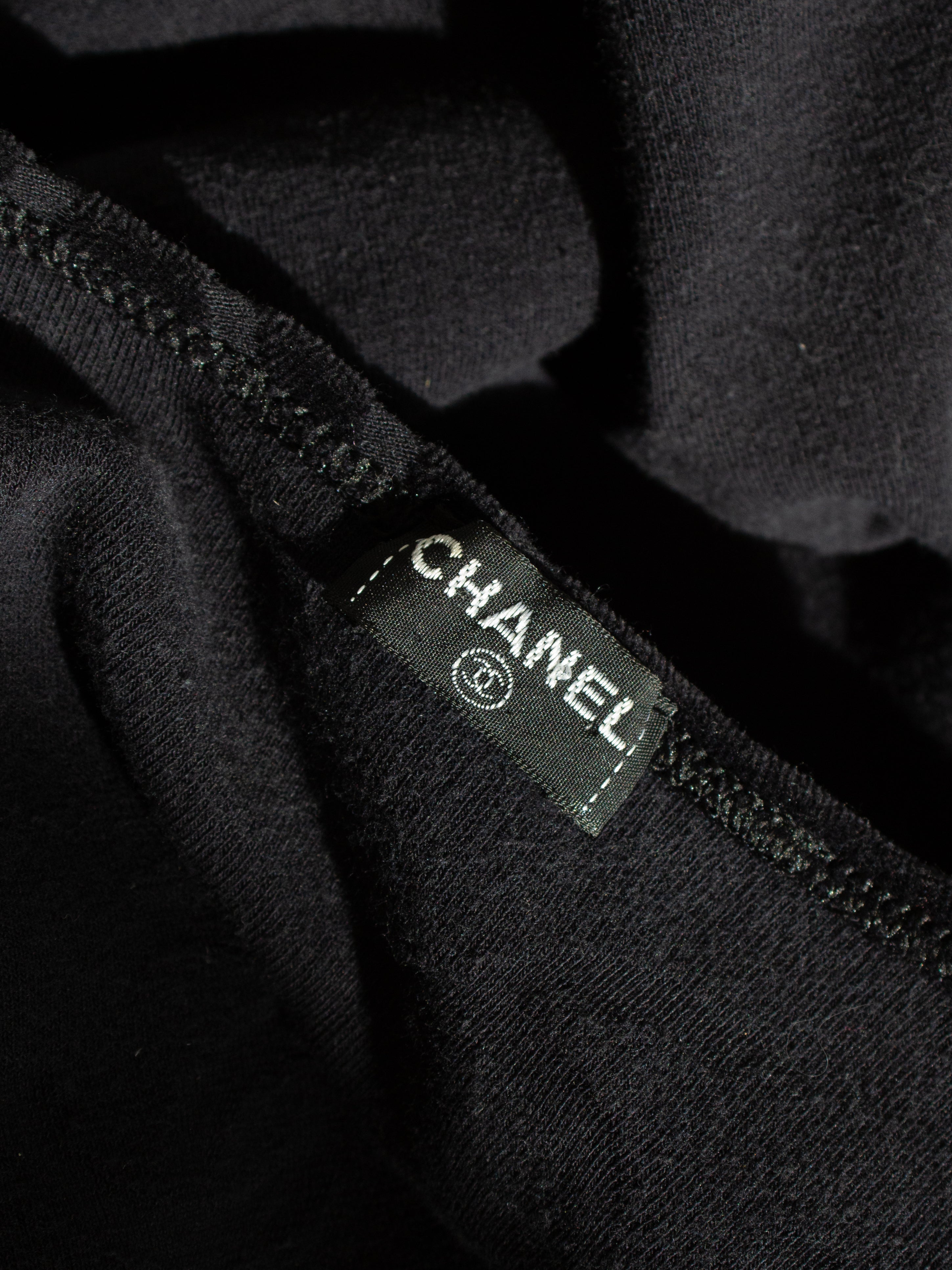 Chanel Vintage S/S1996 Black CC Logo Velour 96P LBD Mini Dress