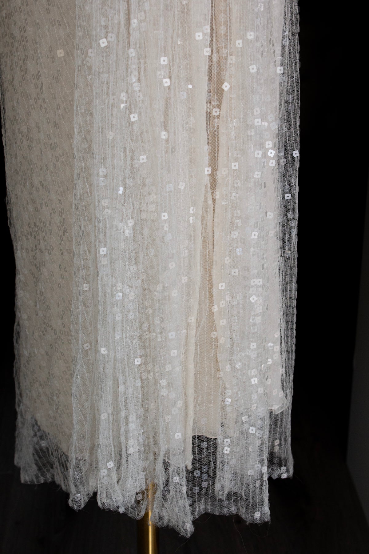Chanel Cruise 2000 White Sequin Star Embellished Tulle Gown