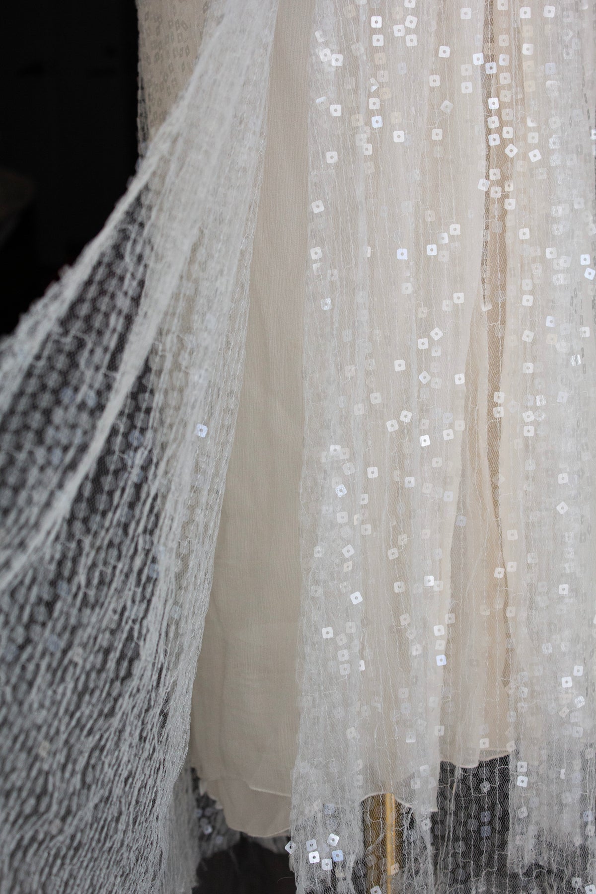 Chanel Cruise 2000 White Sequin Star Embellished Tulle Gown
