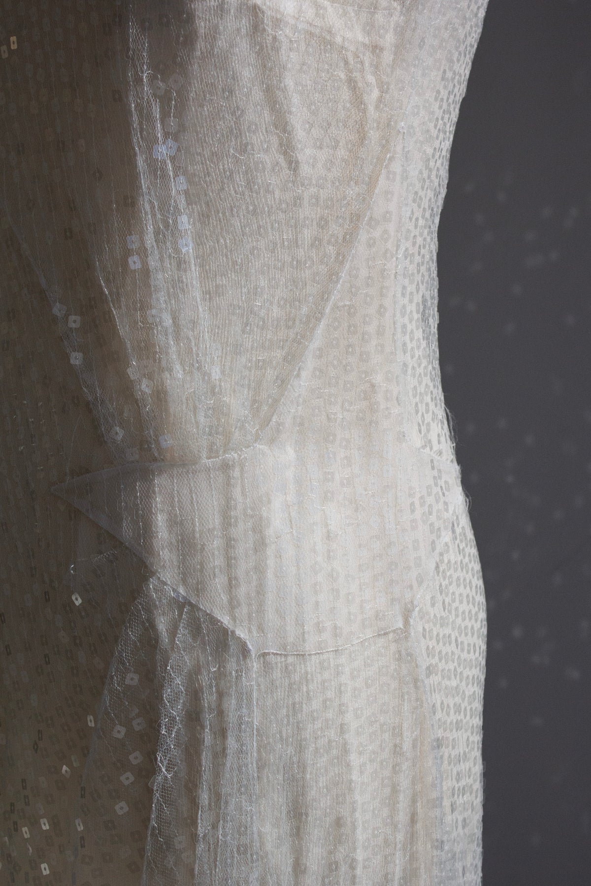 Chanel Cruise 2000 White Sequin Star Embellished Tulle Gown