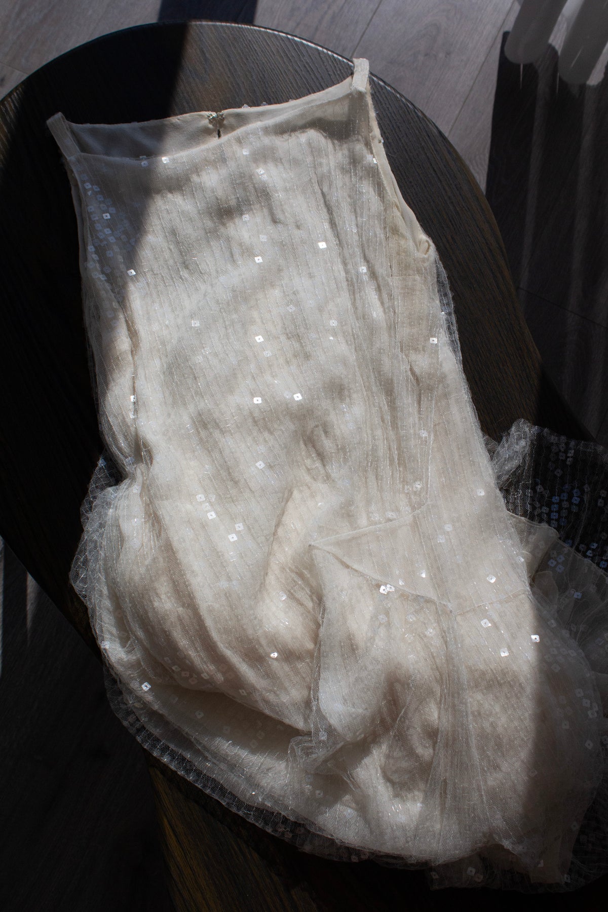 Chanel Cruise 2000 White Sequin Star Embellished Tulle Gown