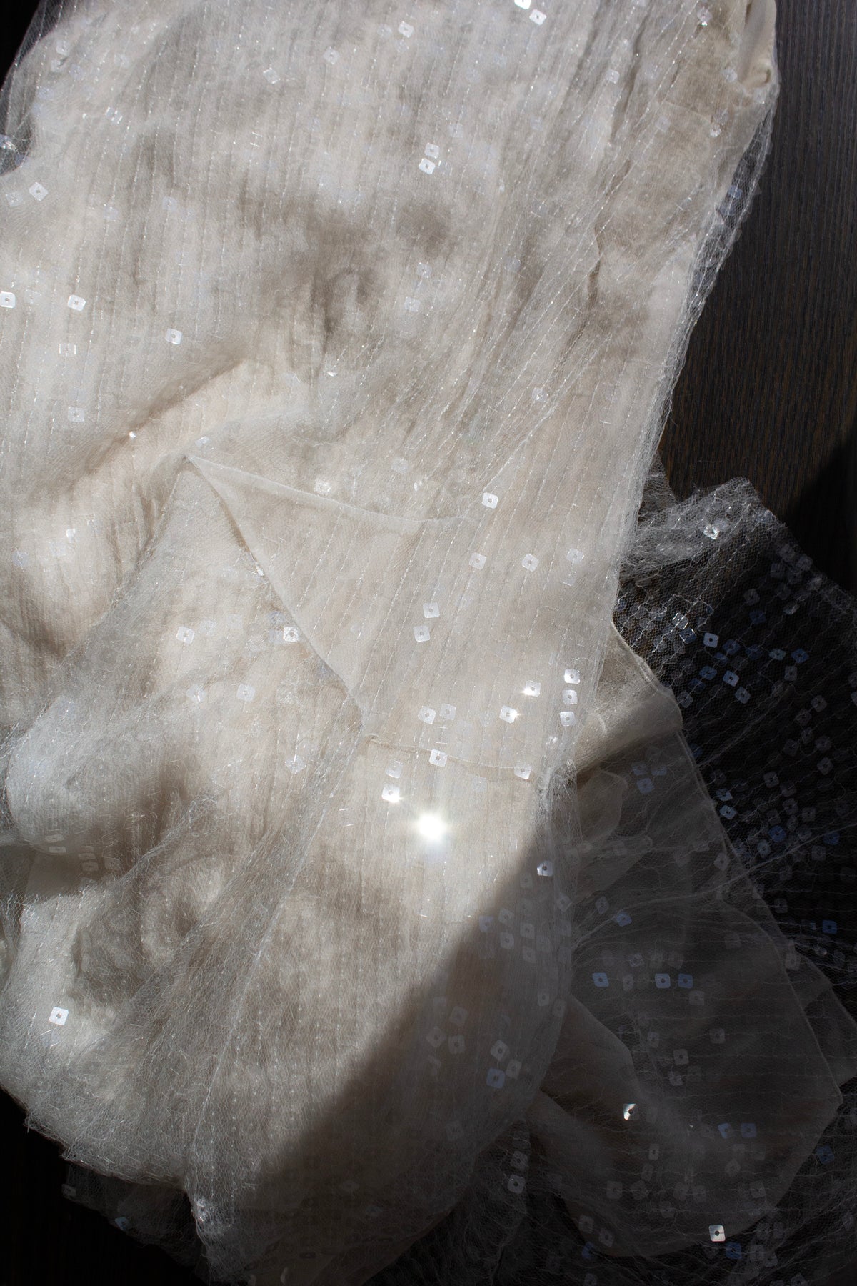 Chanel Cruise 2000 White Sequin Star Embellished Tulle Gown