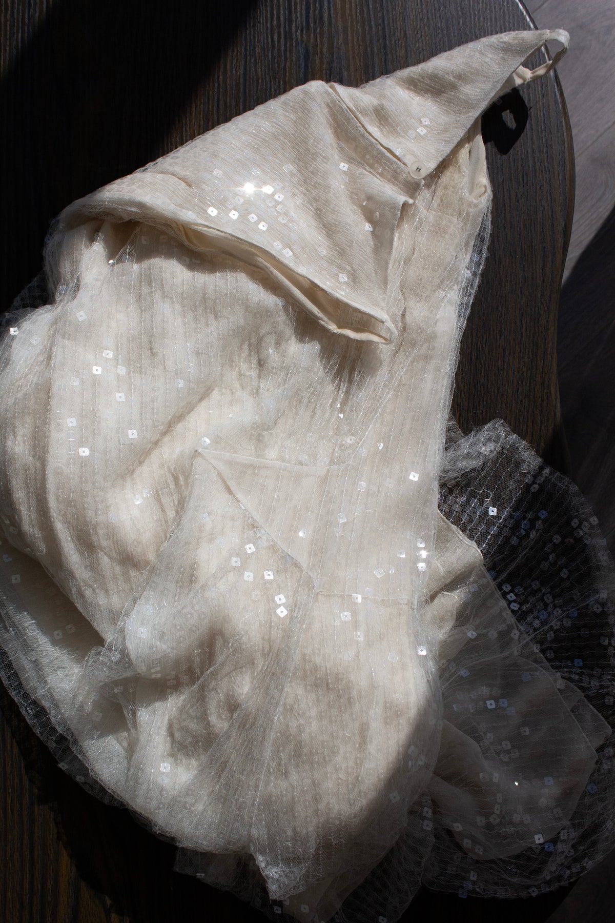 Chanel Cruise 2000 White Sequin Star Embellished Tulle Gown
