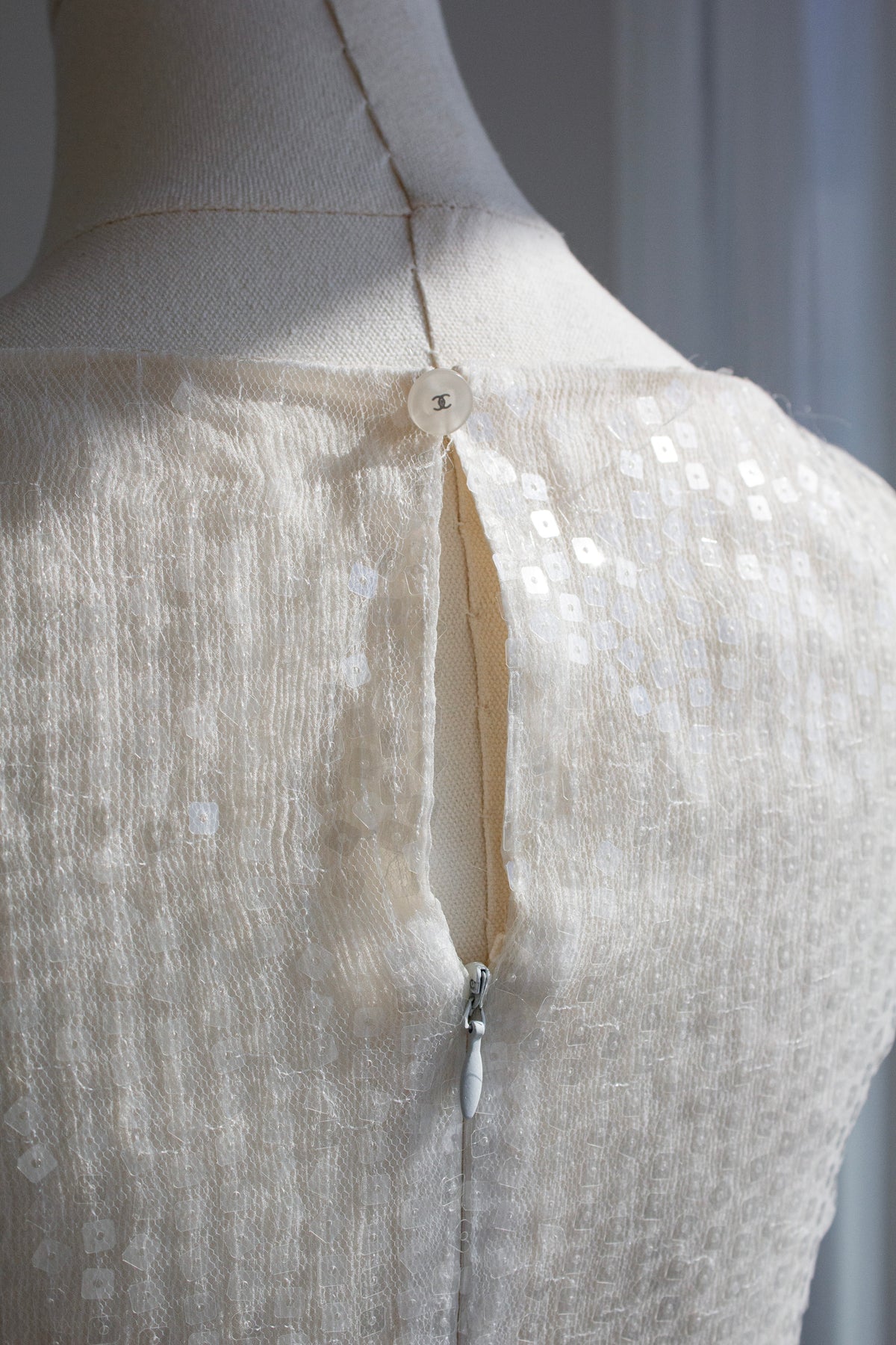 Chanel Cruise 2000 White Sequin Star Embellished Tulle Gown