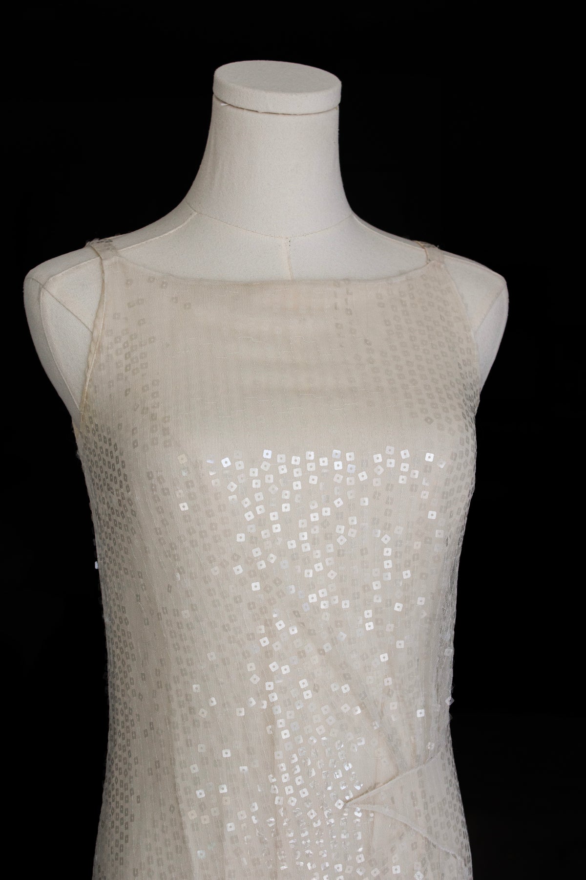 Chanel Cruise 2000 White Sequin Star Embellished Tulle Gown