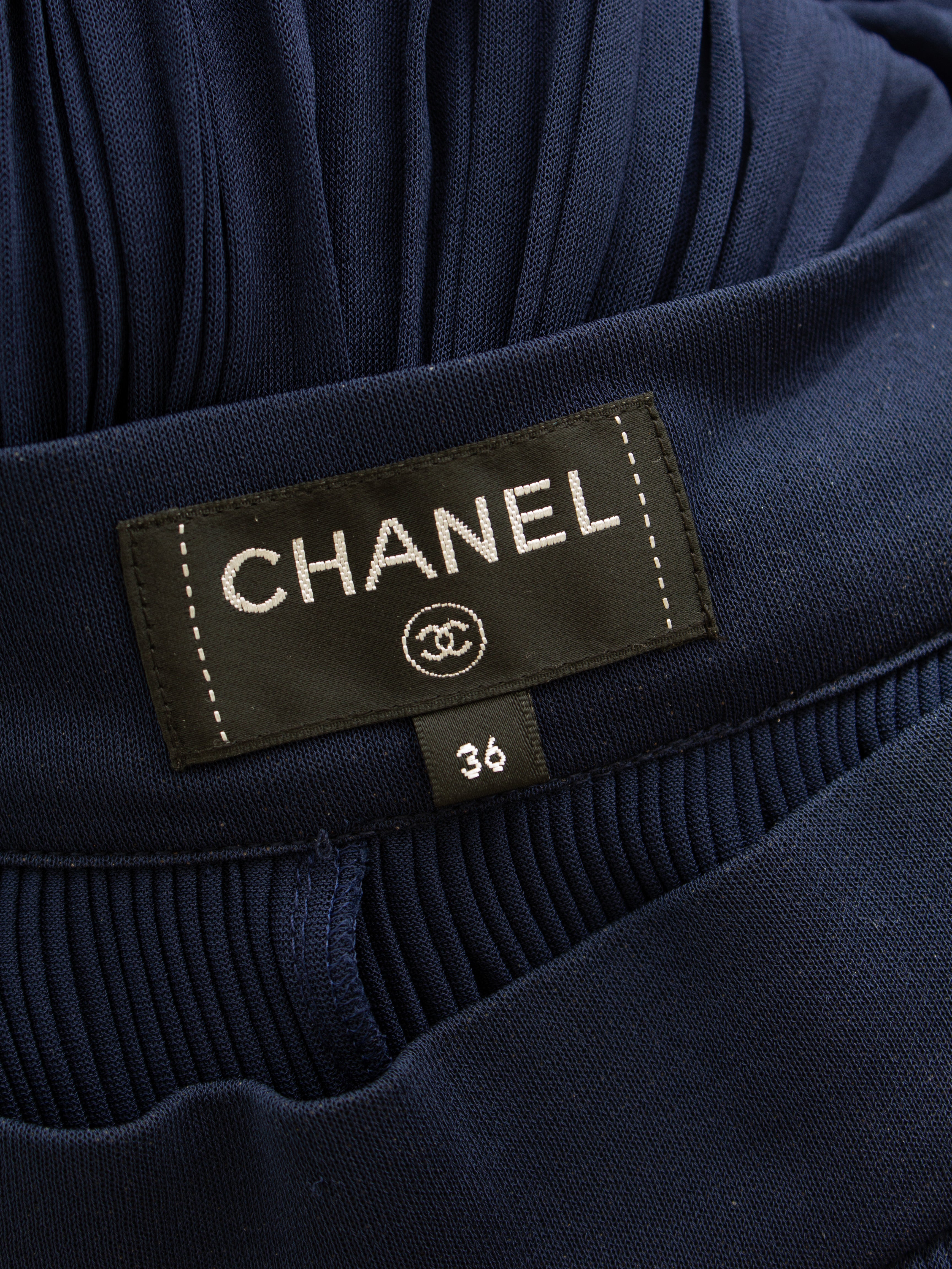 Chanel Cruise 2018 Greece Navy Blue Pleated 18C Palazzo Pants