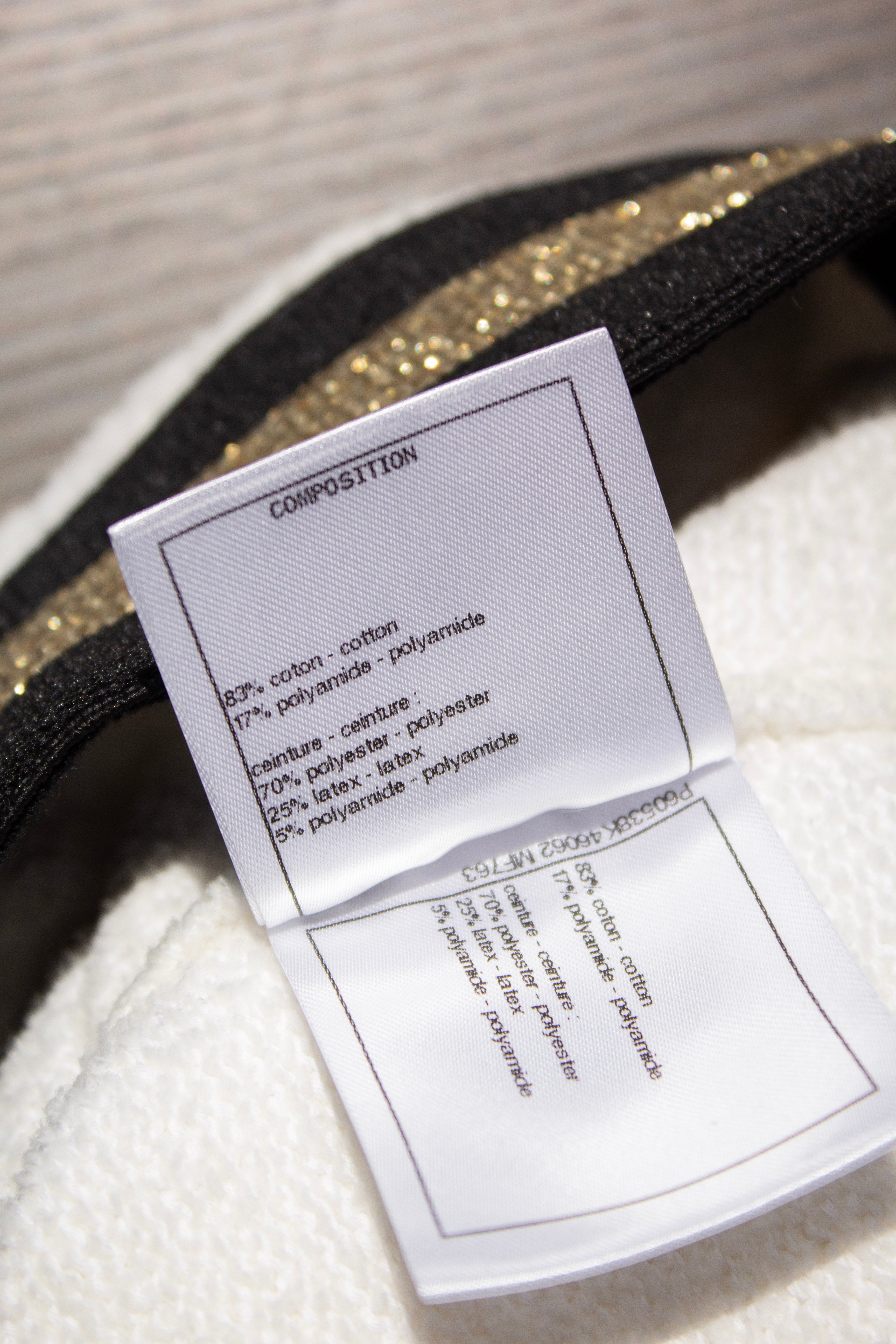 Chanel Cruise 2019 White Black Gold Terrycloth 19C Mini Skirt