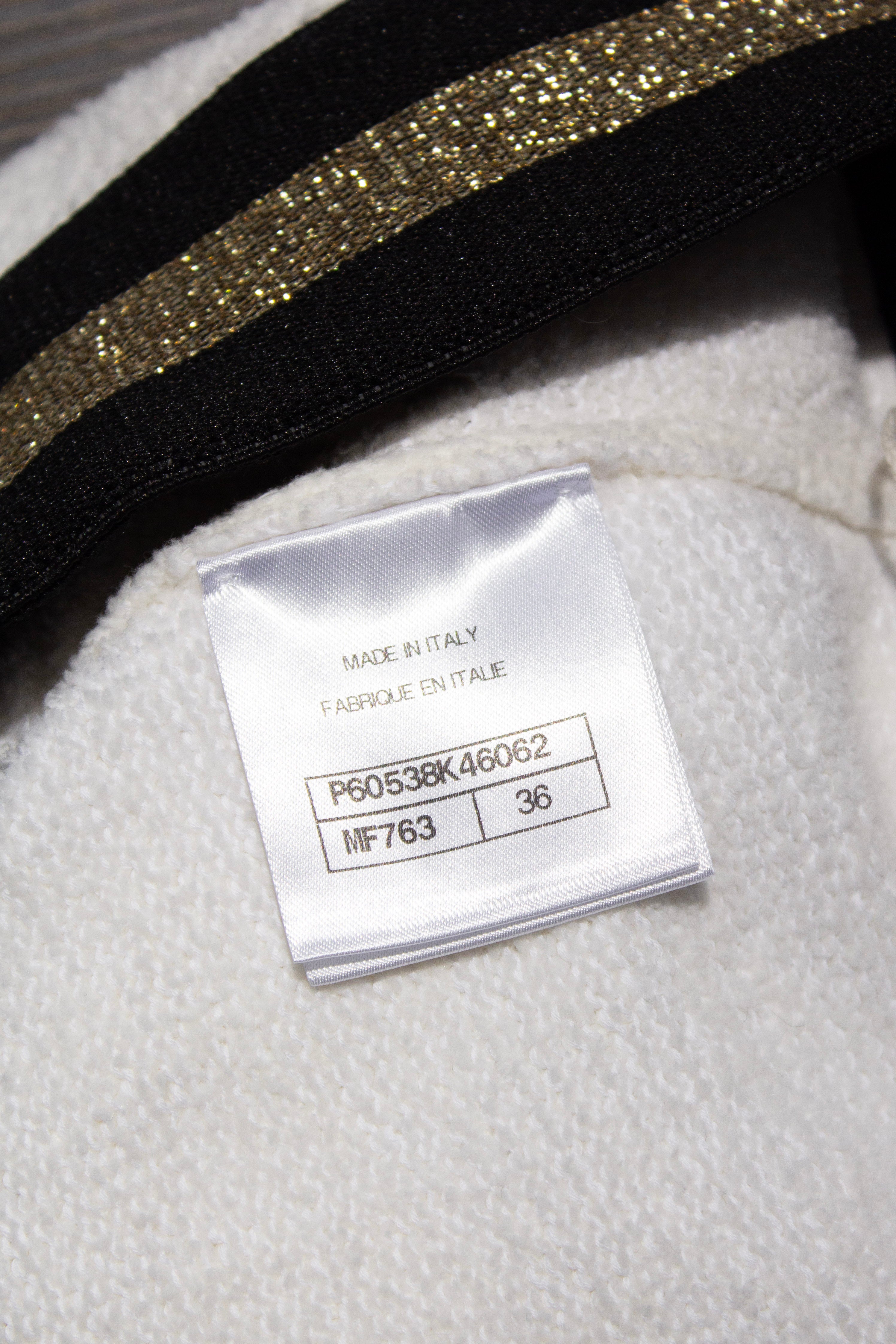 Chanel Cruise 2019 White Black Gold Terrycloth 19C Mini Skirt