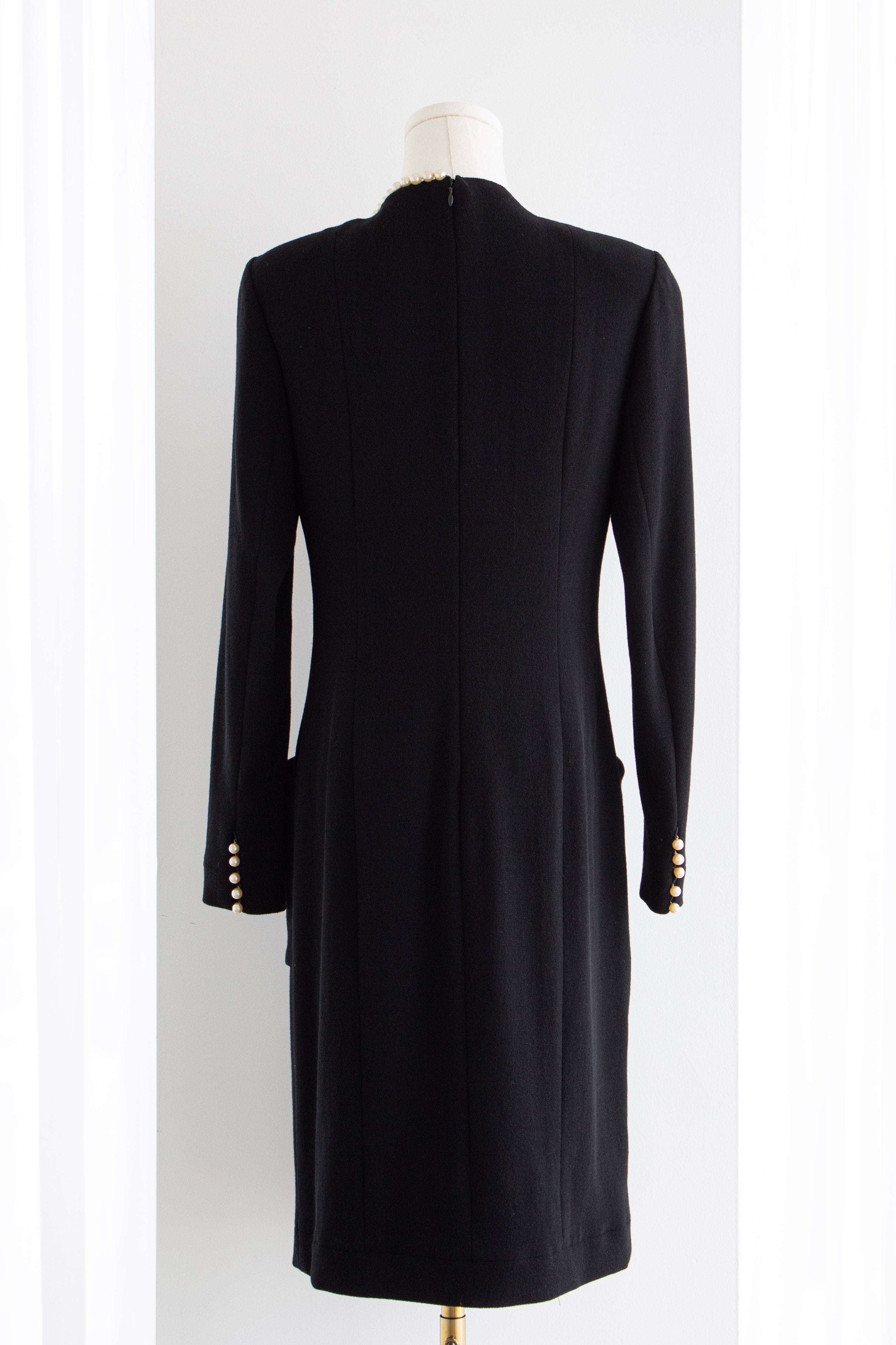 Chanel F/W 1991 Vintage Black Pearl Embellished Mini Dress