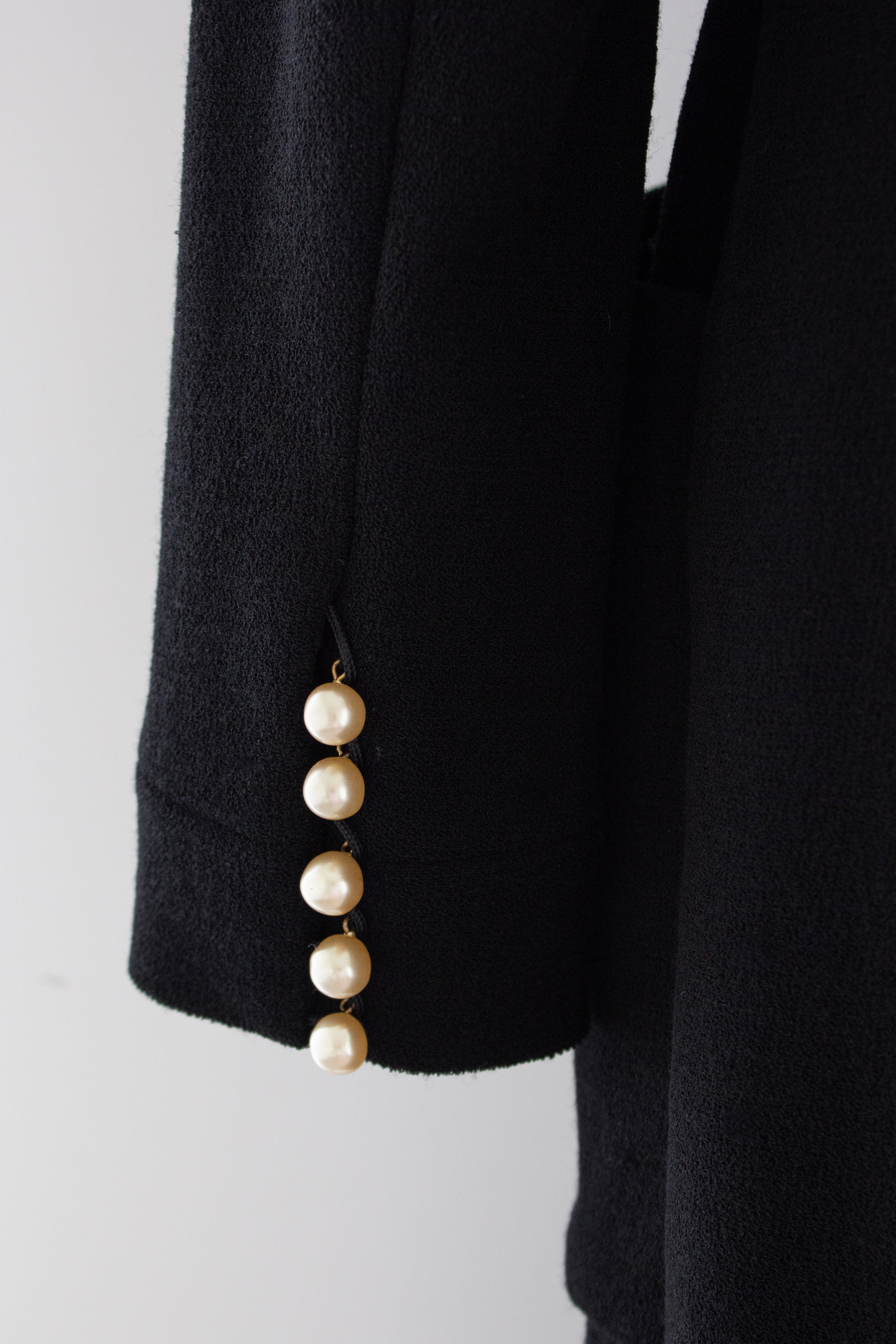 Chanel F/W 1991 Vintage Black Pearl Embellished Mini Dress