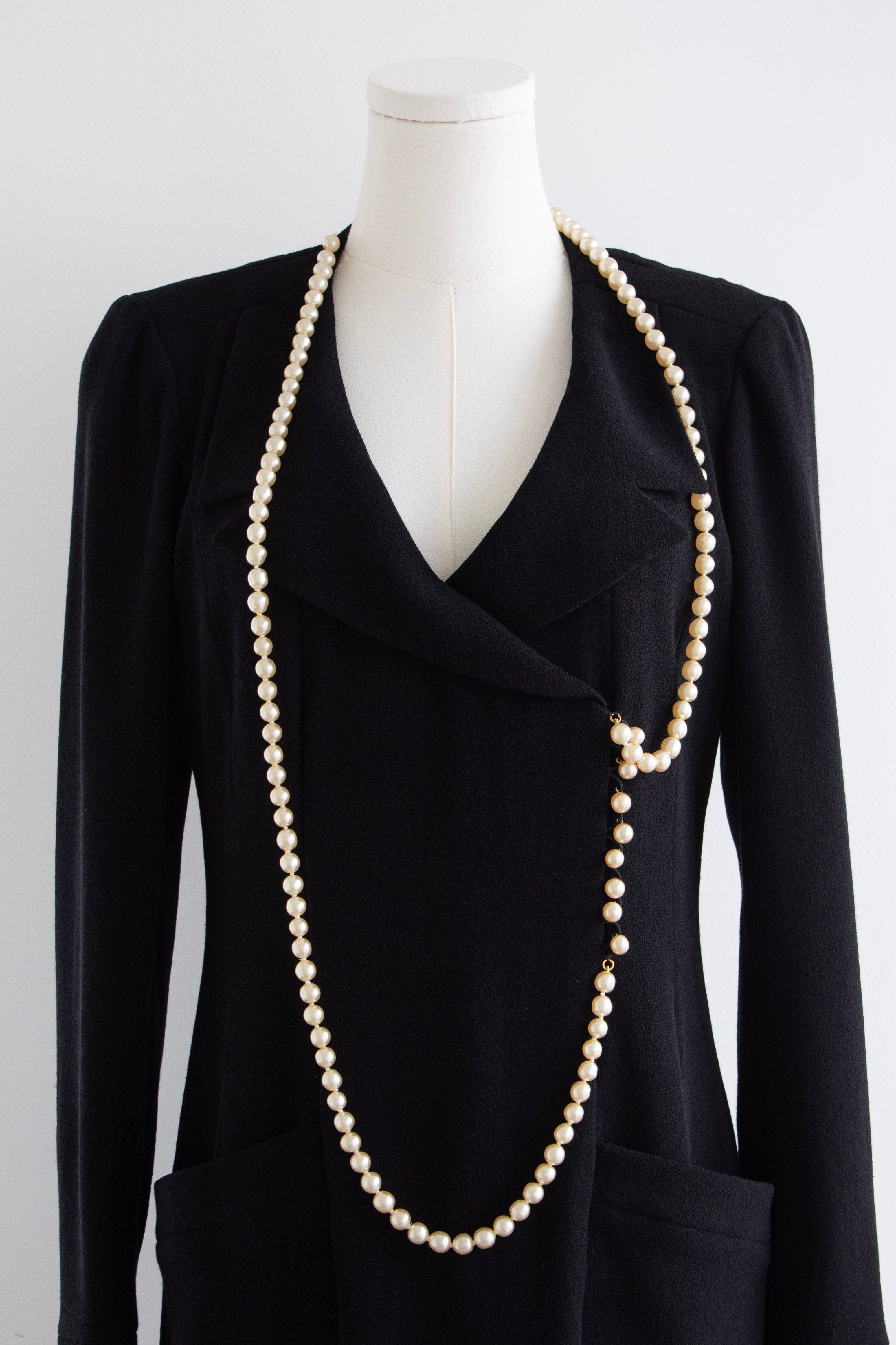 Chanel F/W 1991 Vintage Black Pearl Embellished Mini Dress