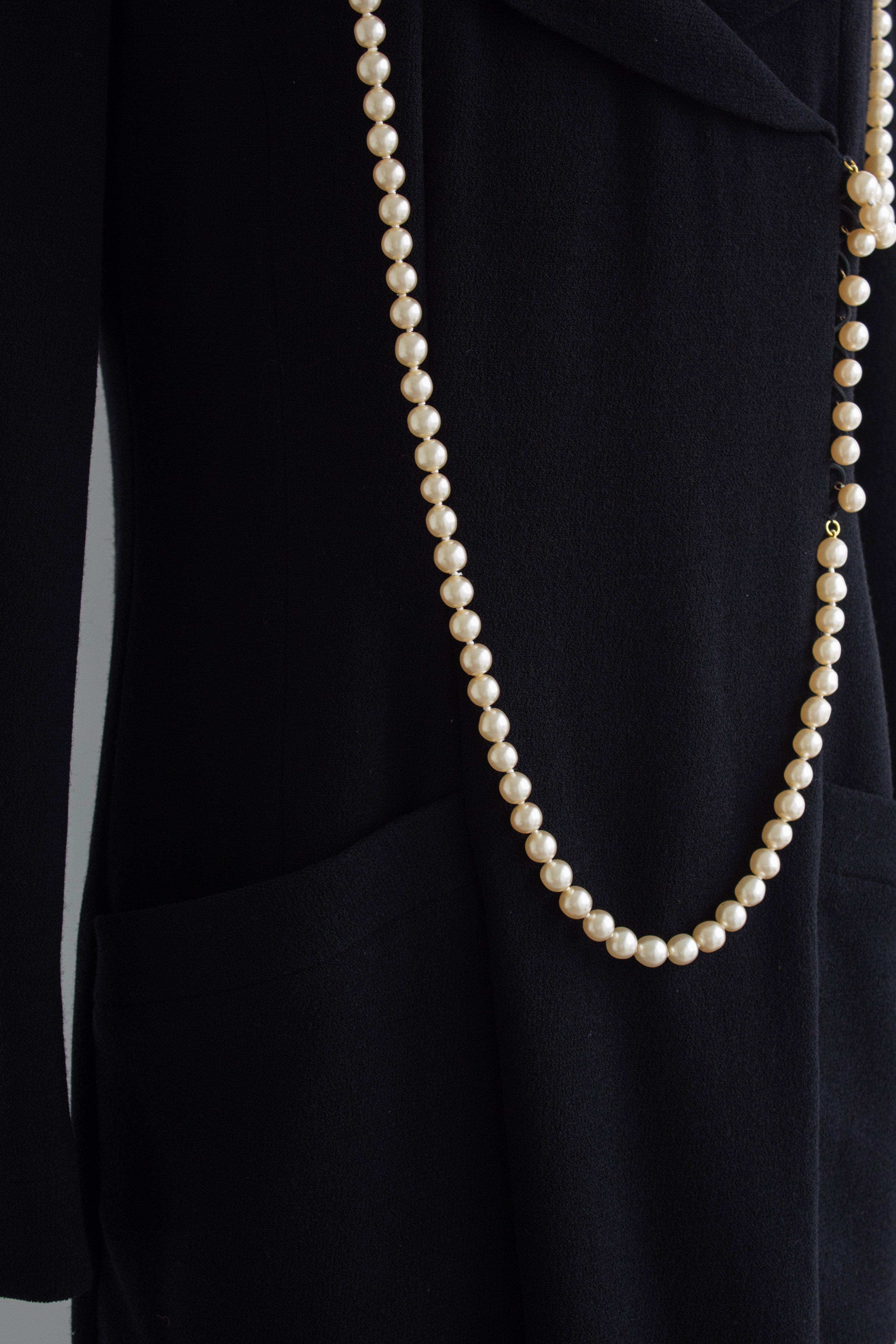 Chanel F/W 1991 Vintage Black Pearl Embellished Mini Dress
