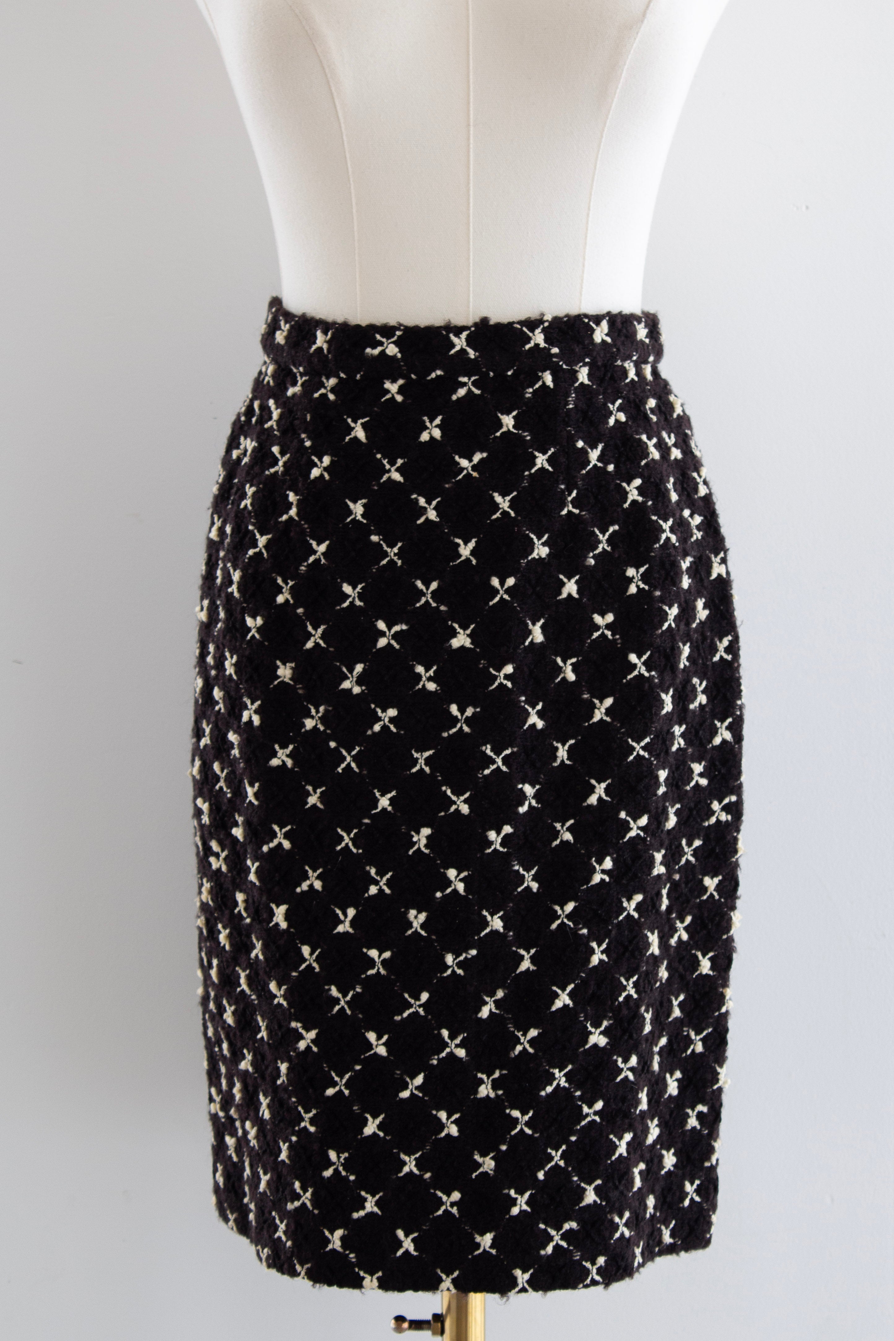 Chanel Vintage Fall/Winter 1987 Black & White “X” Tweed Jacket & Skirt Suit