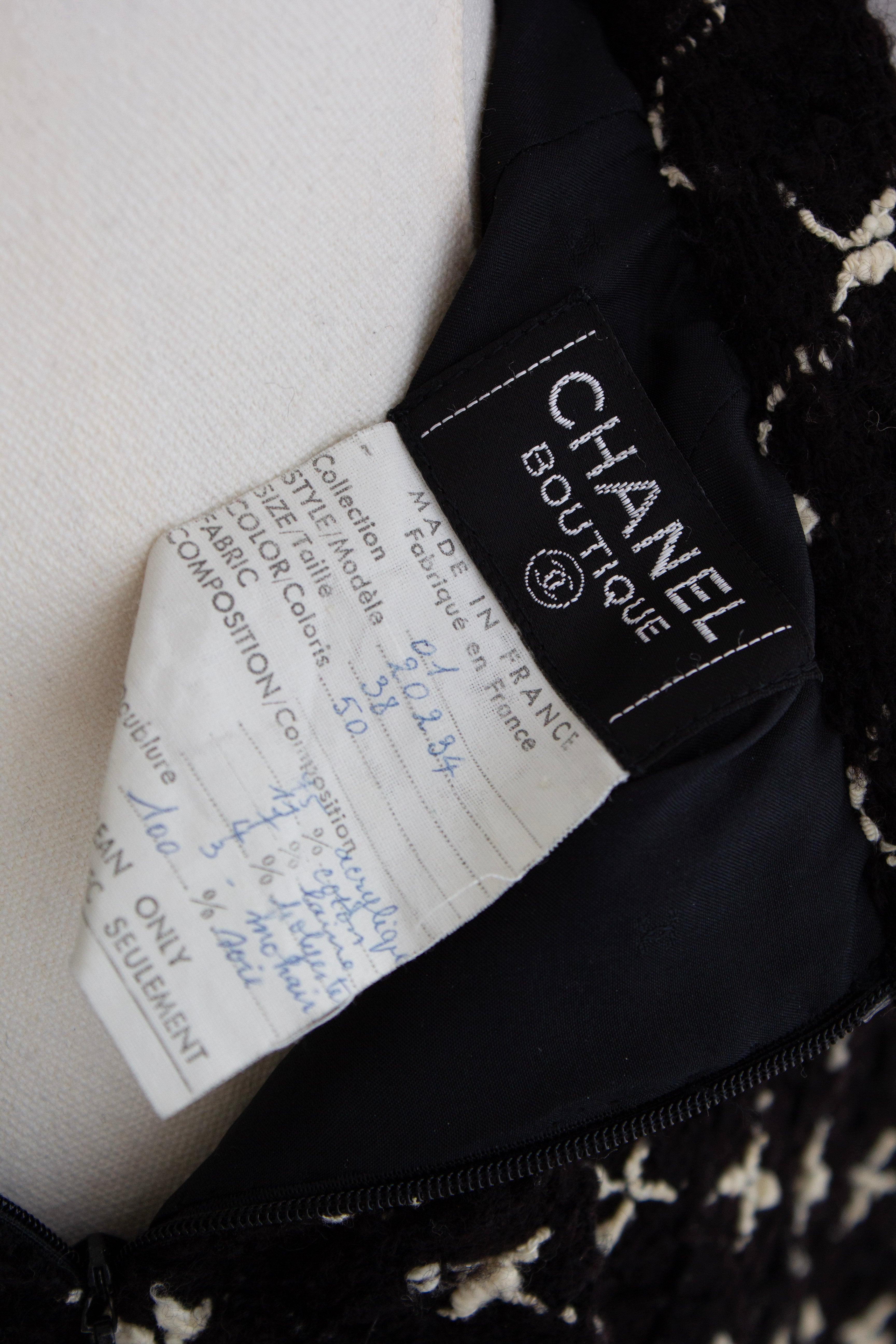 Chanel Vintage Fall/Winter 1987 Black & White “X” Tweed Jacket & Skirt Suit