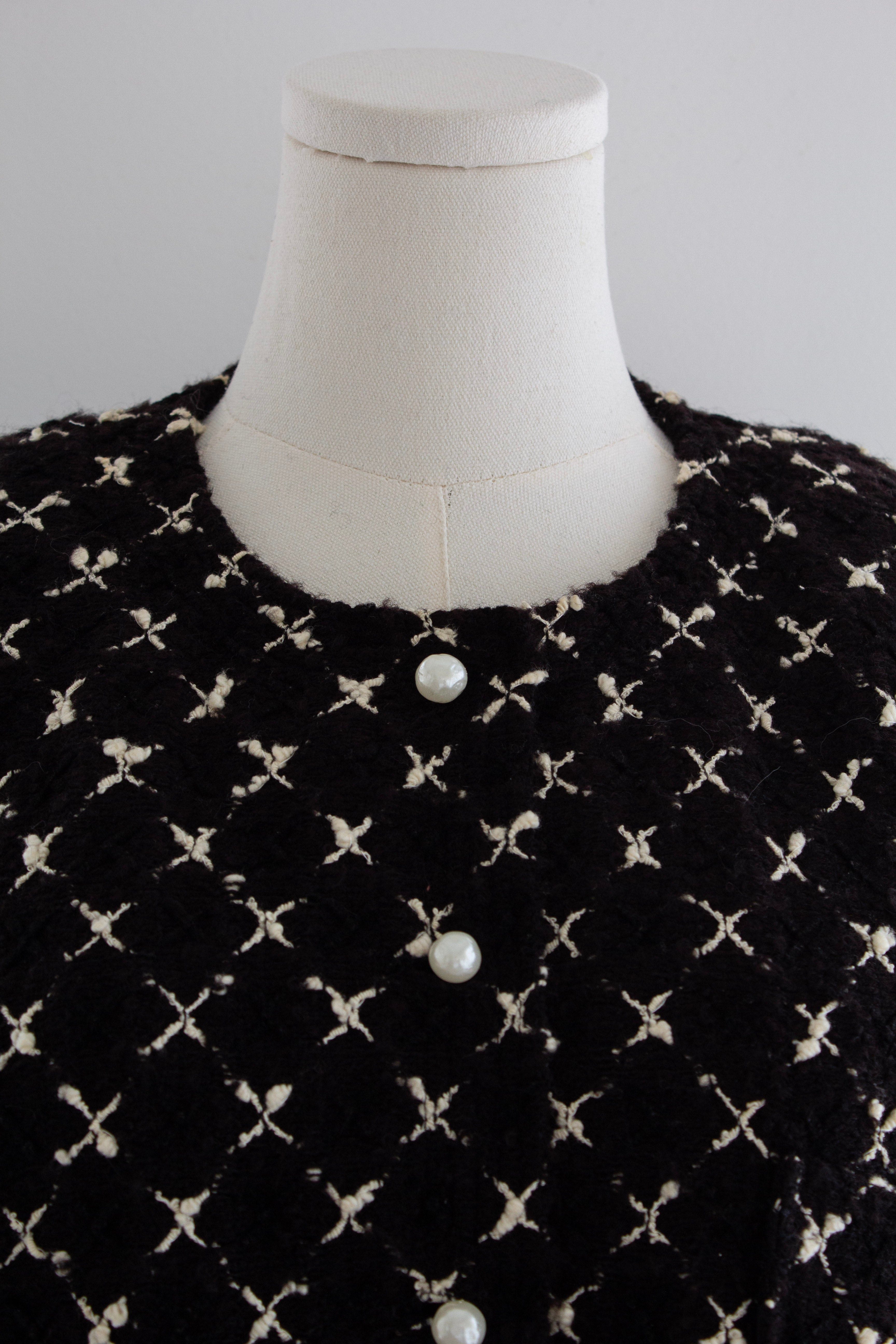 Chanel Vintage Fall/Winter 1987 Black & White “X” Tweed Jacket & Skirt Suit