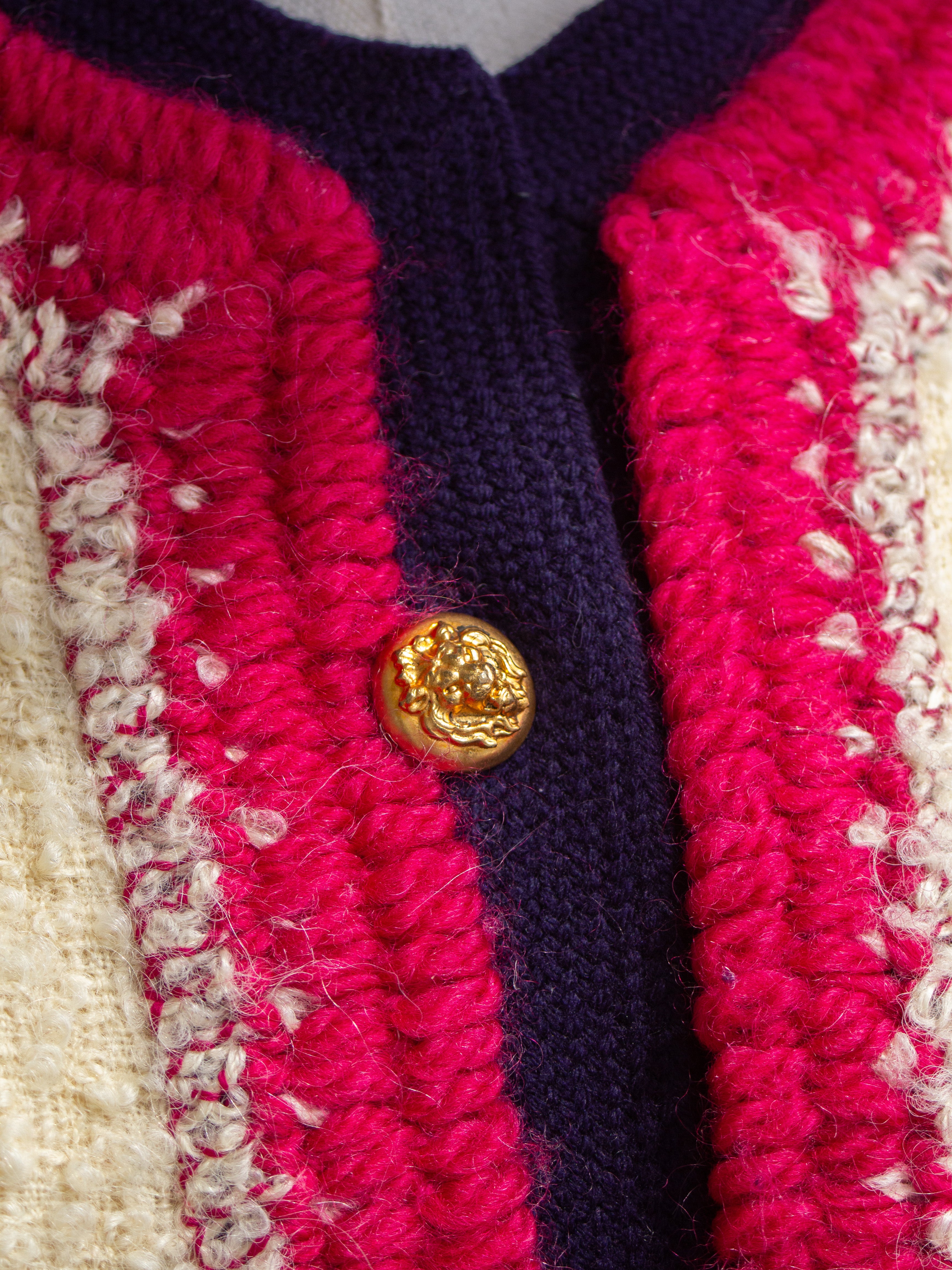 Chanel 1964 Haute Couture Coco Gabrielle Ecru Tweed Gold Lion Jacket