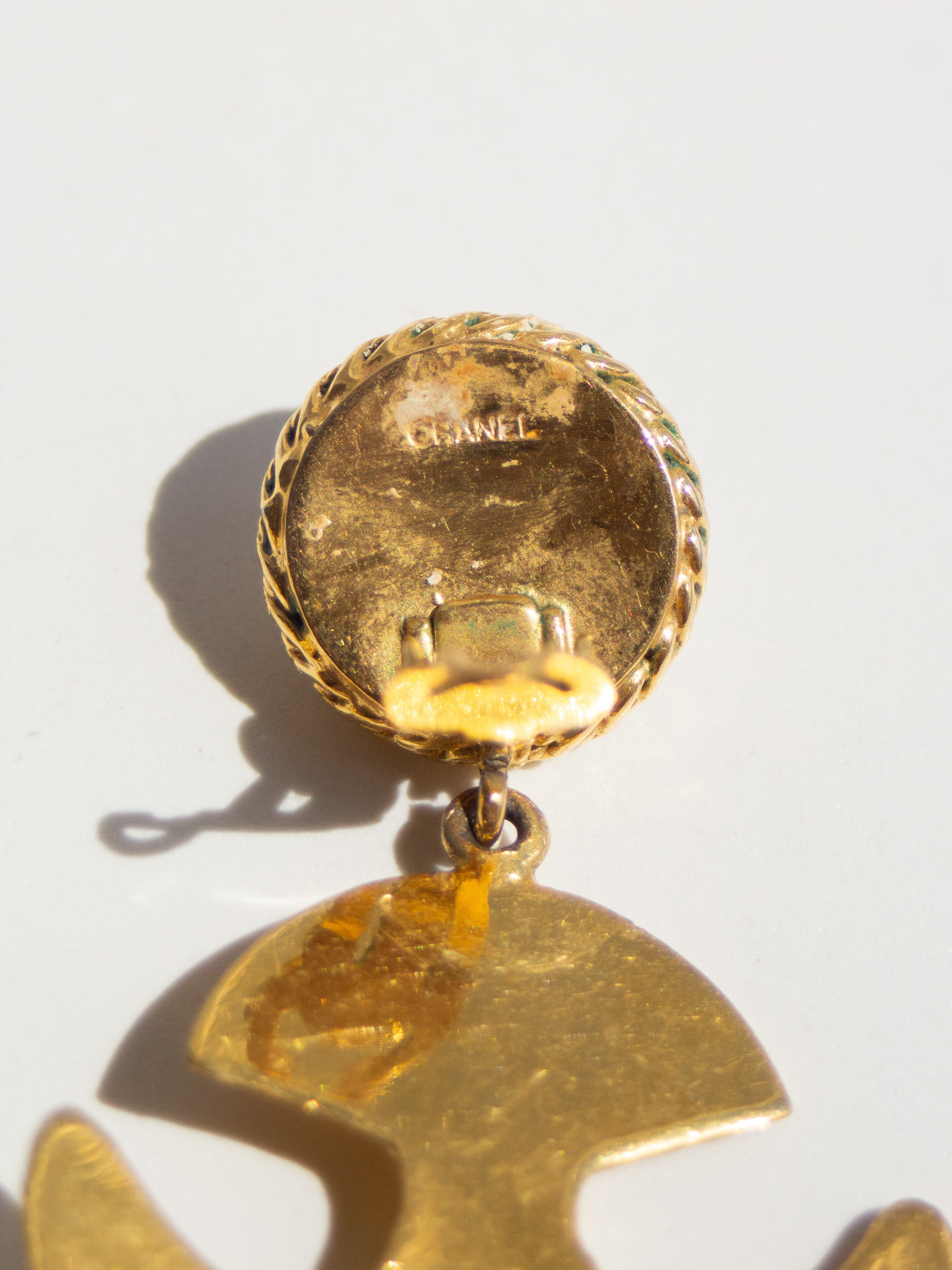 Chanel Vintage 1990s 24K Gold-Plated Swallow Pearl Red Gripoix Earrings