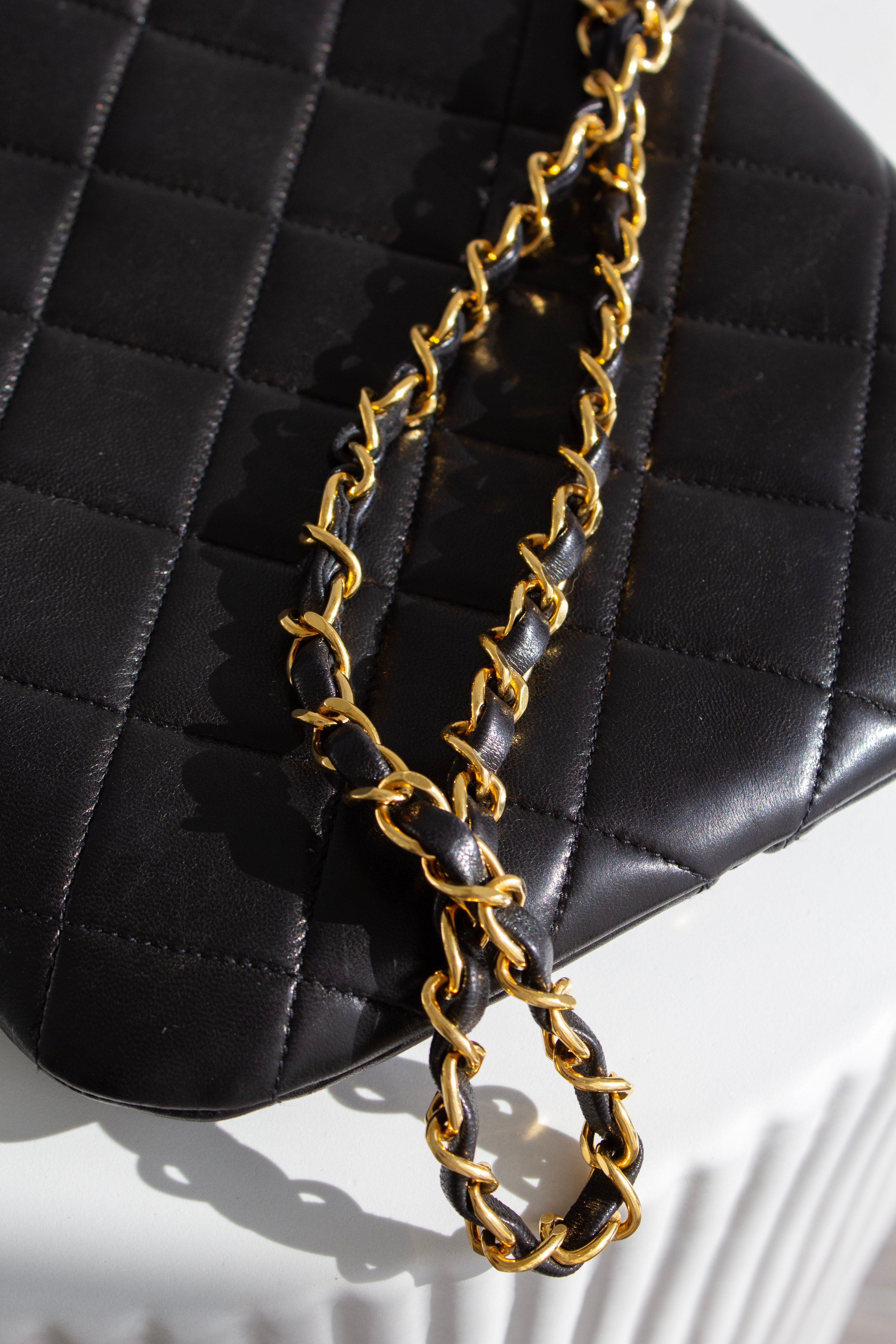 Chanel Fall/Winter 1993 Black Quilted Lambskin Red 24K Gold-Plated Hot Water Bottle