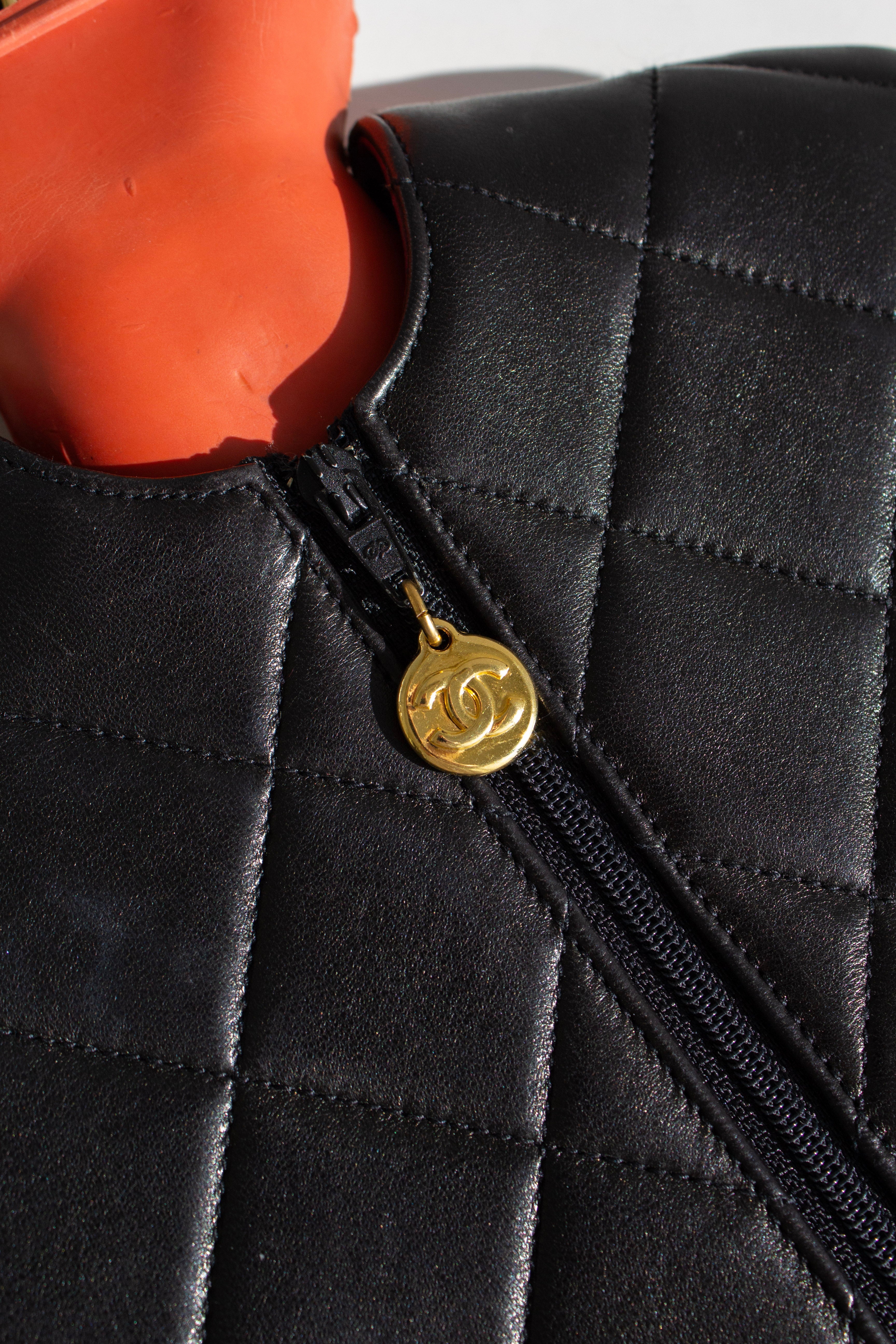 Chanel Fall/Winter 1993 Black Quilted Lambskin Red 24K Gold-Plated Hot Water Bottle