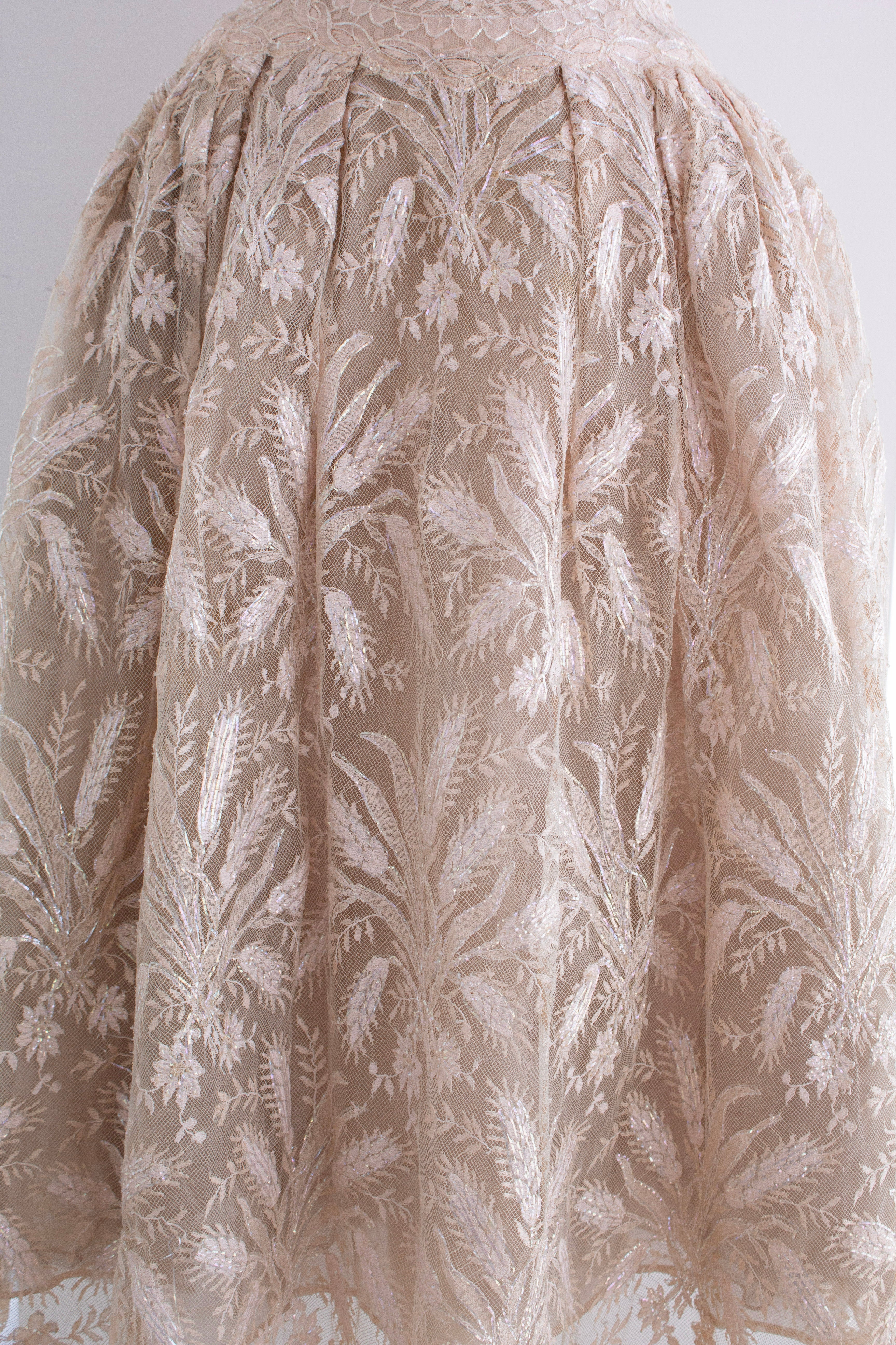Chanel Haute Couture S/S 1960 Blush Pink Lace Wheat Dress