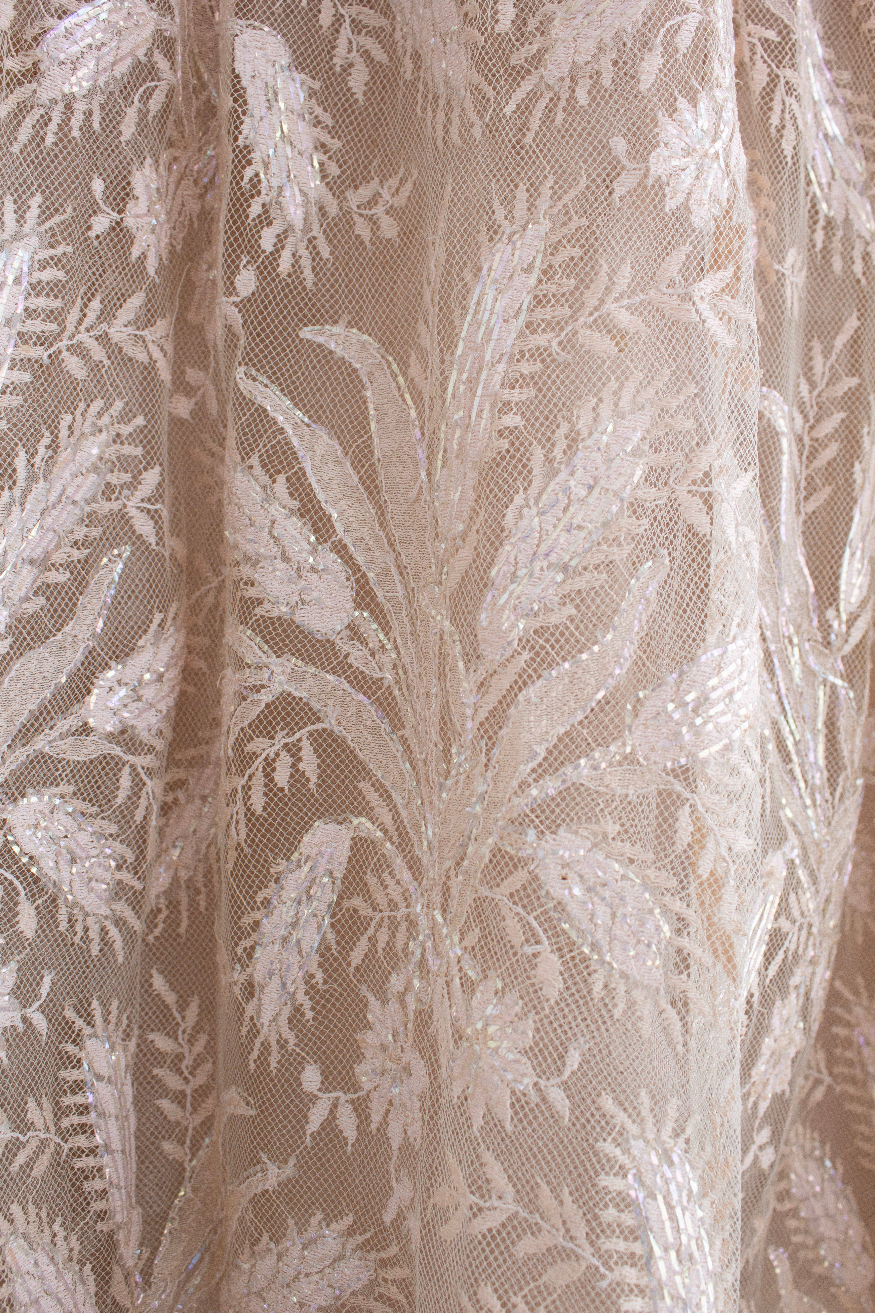 Chanel Haute Couture S/S 1960 Blush Pink Lace Wheat Dress