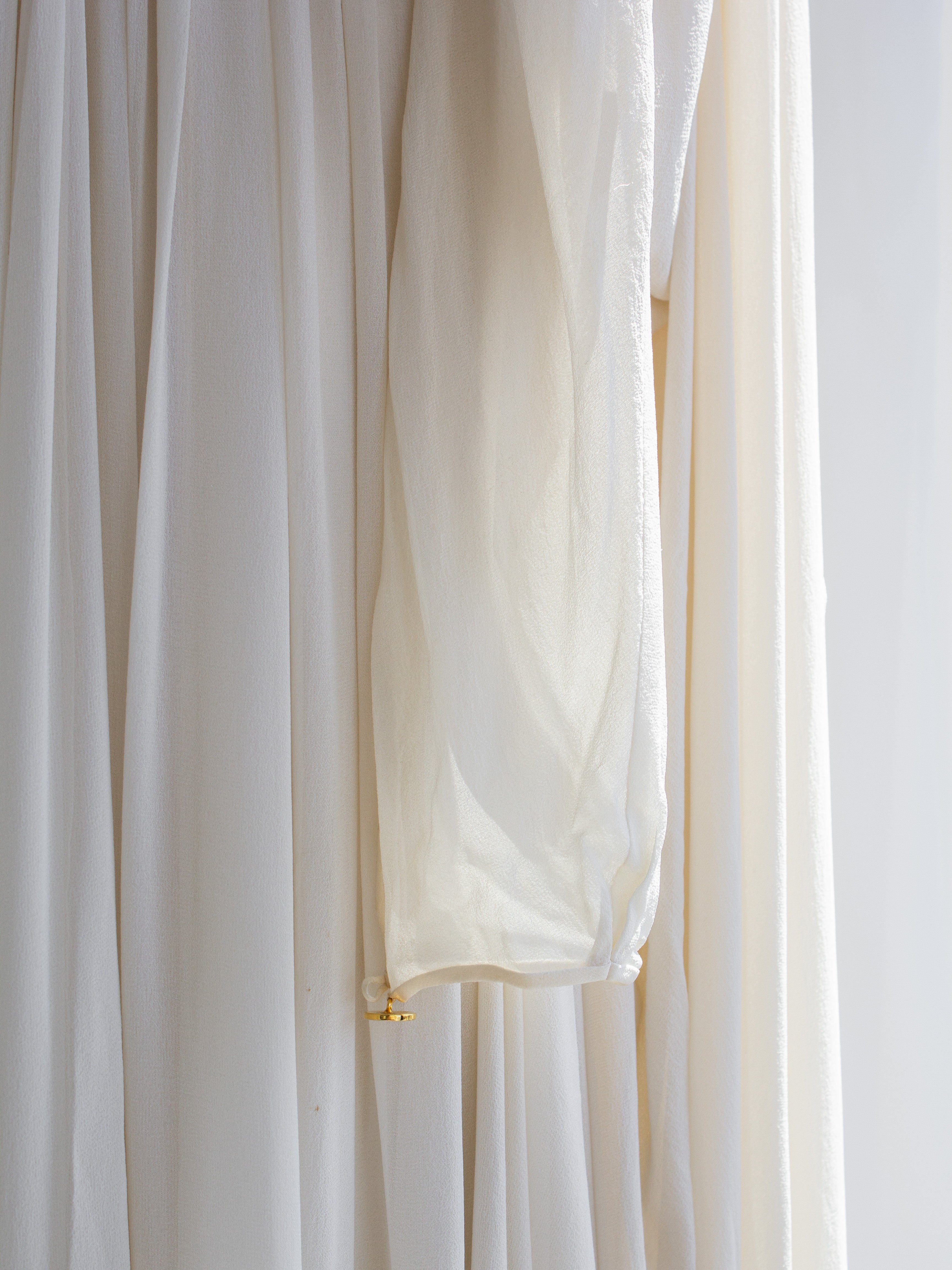 Rare Chanel Vintage S/S 1989 Grecian Goddess Ivory Gold Pleated Gown