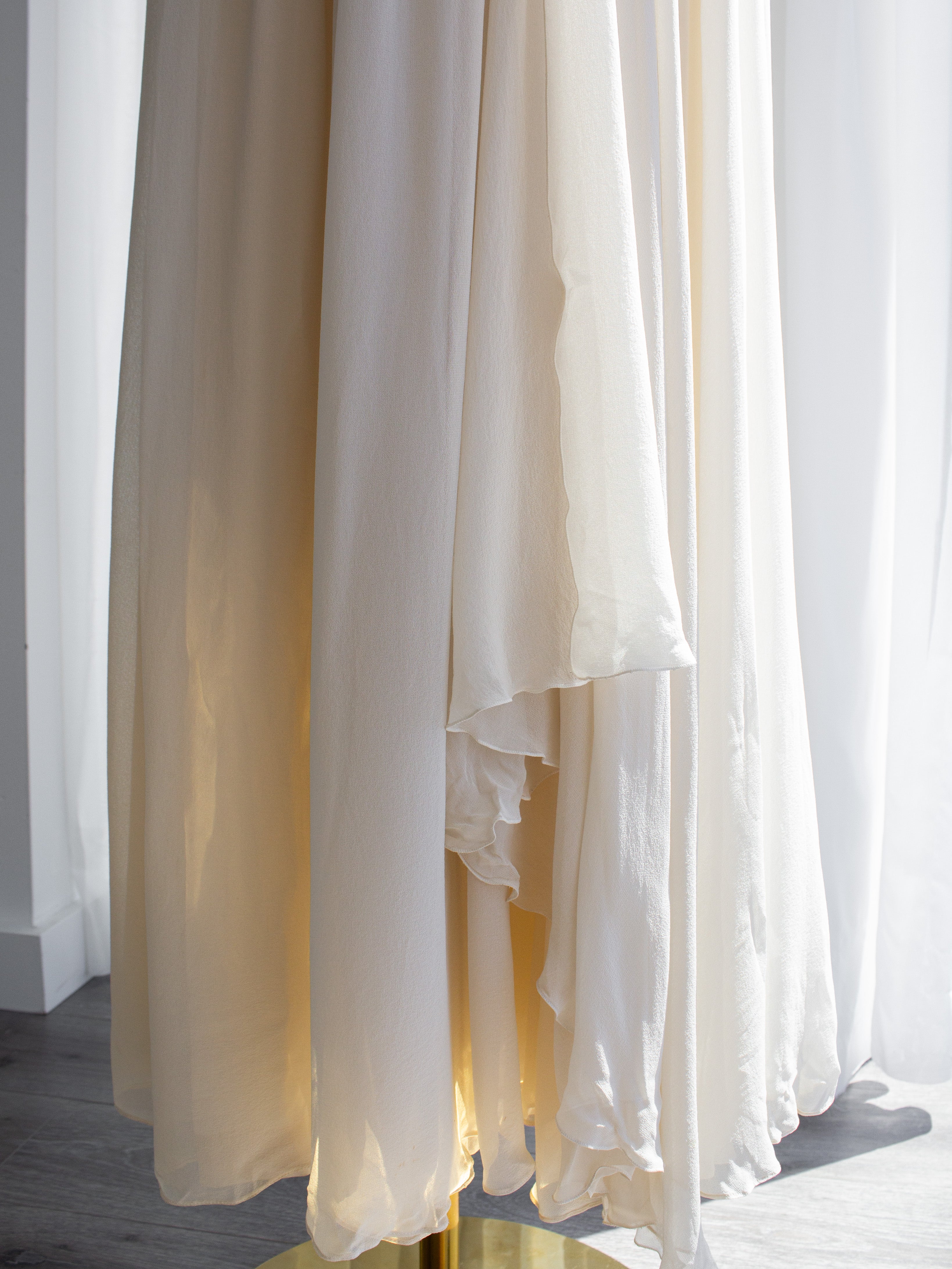 Rare Chanel Vintage S/S 1989 Grecian Goddess Ivory Gold Pleated Gown