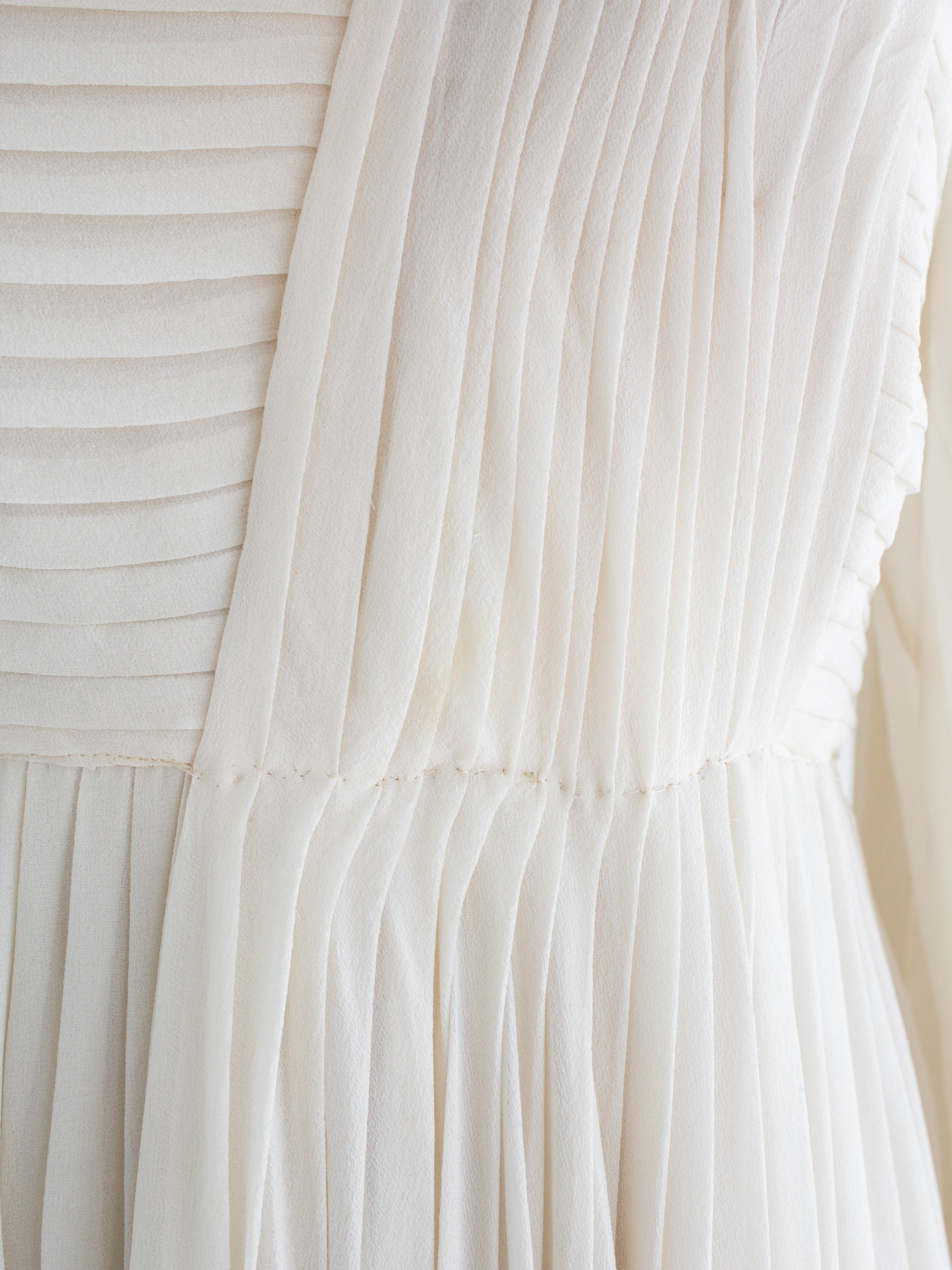 Rare Chanel Vintage S/S 1989 Grecian Goddess Ivory Gold Pleated Gown