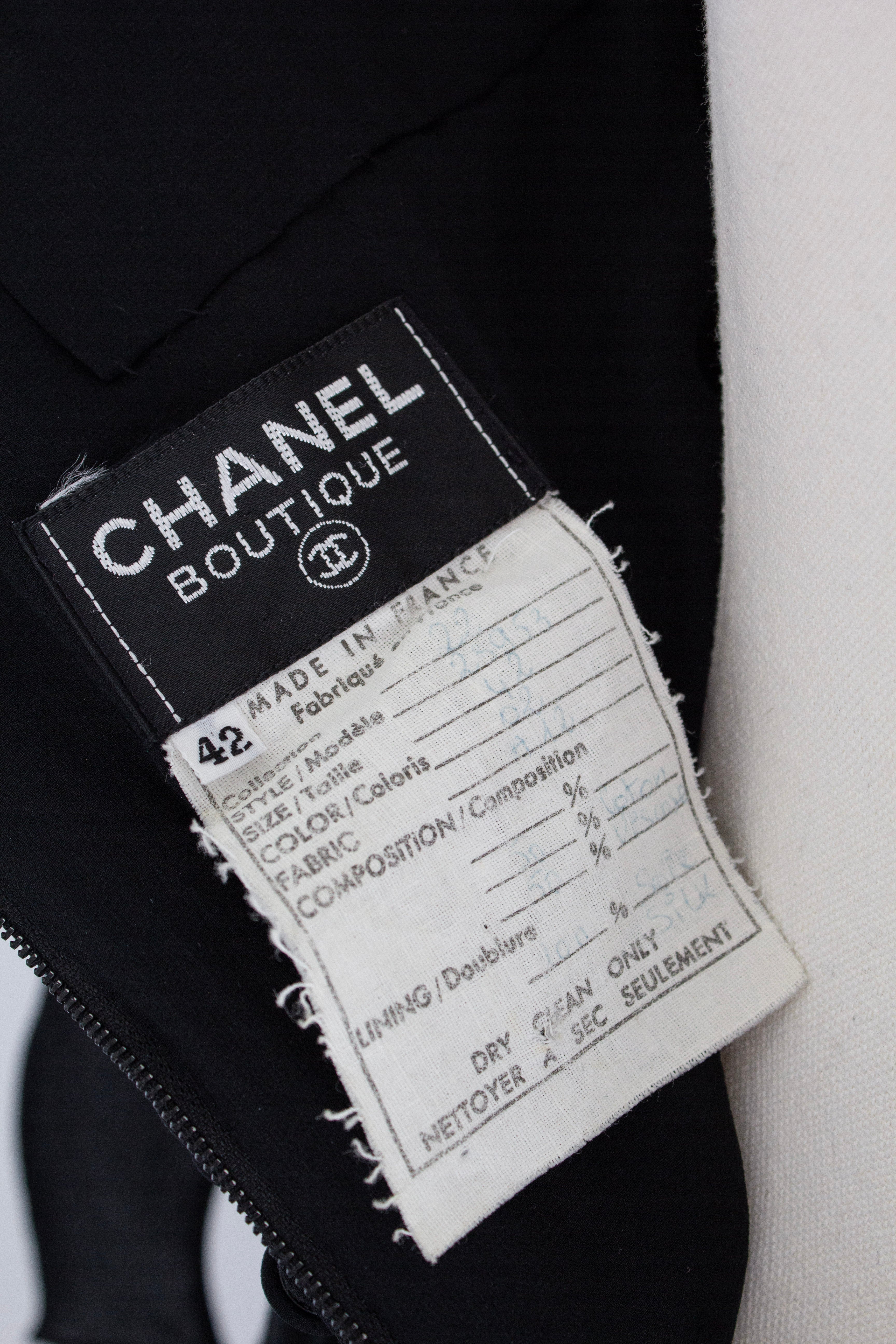 Chanel S/S 1990 Vintage Black Pleated Grecian Collar Gown