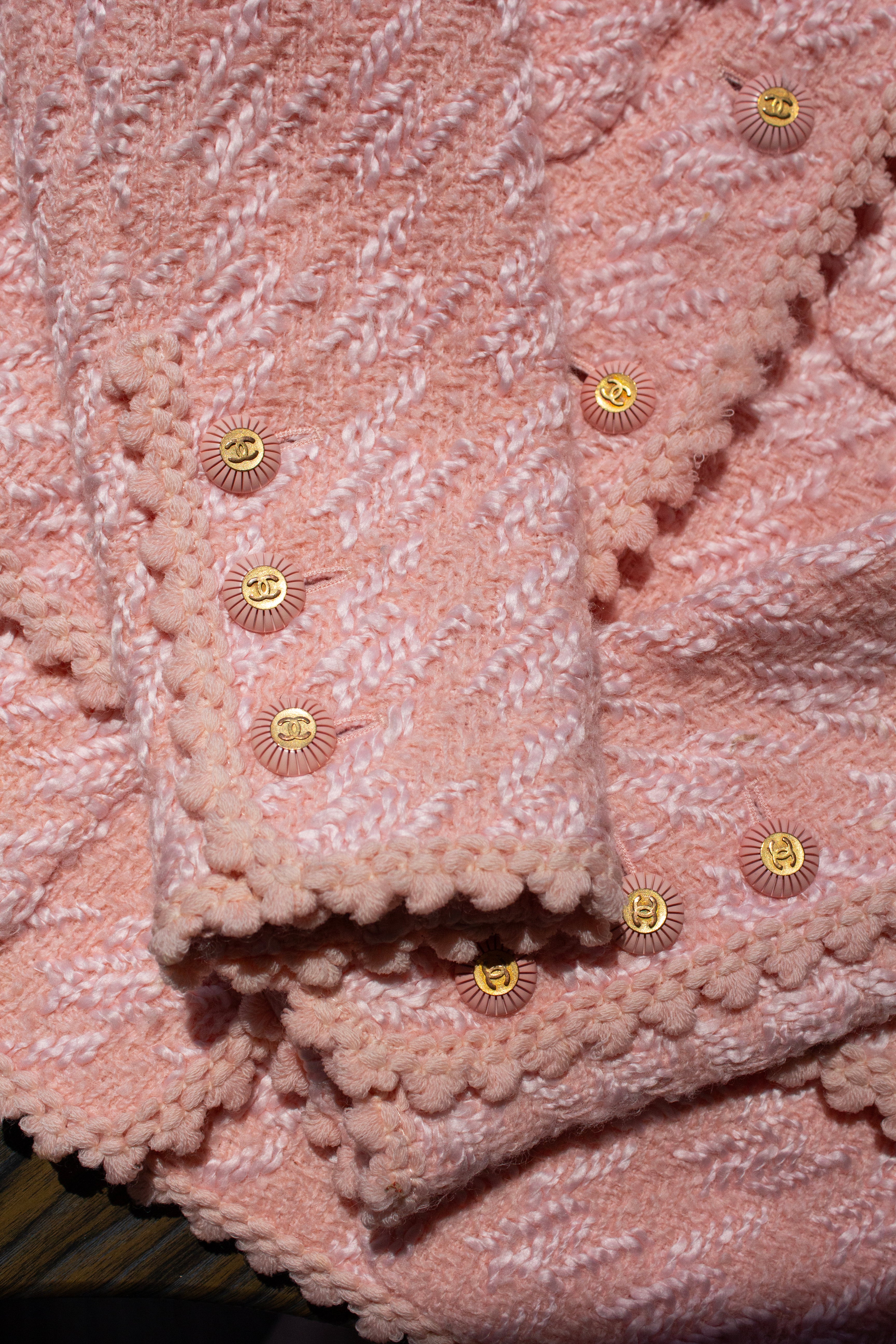 Chanel S/S 1993 Runway Pink Fantasy Tweed Scalloped 93P Jacket