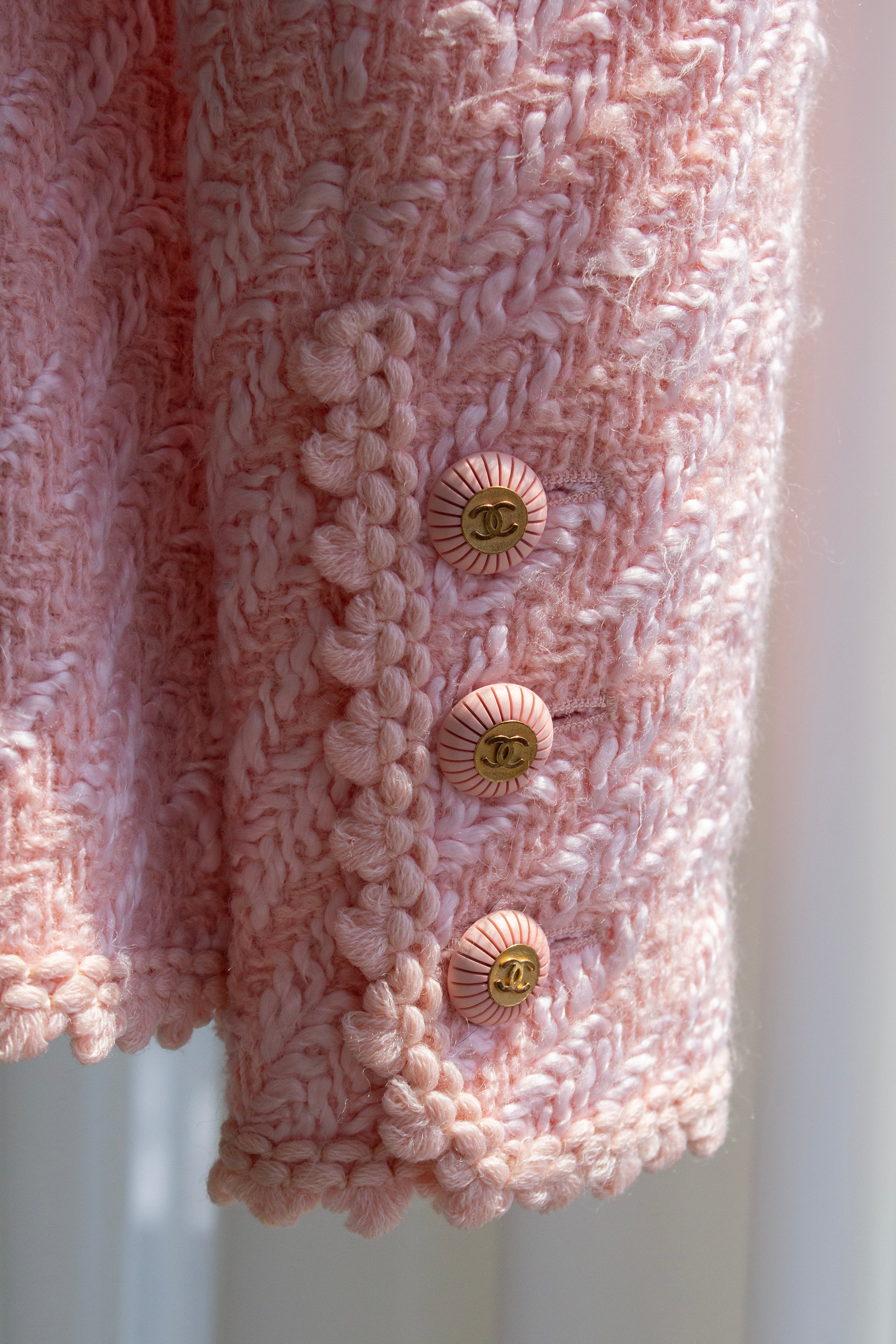 Chanel S/S 1993 Runway Pink Fantasy Tweed Scalloped 93P Jacket